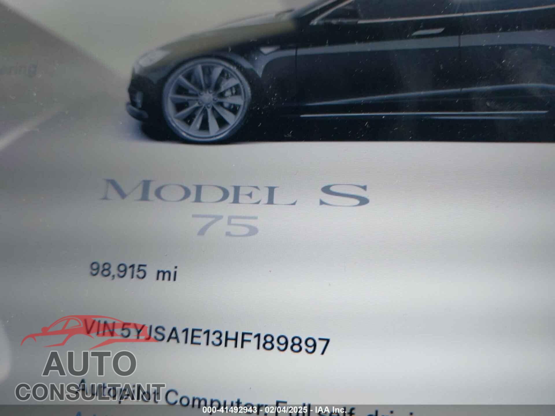 TESLA MODEL S 2017 - 5YJSA1E13HF189897
