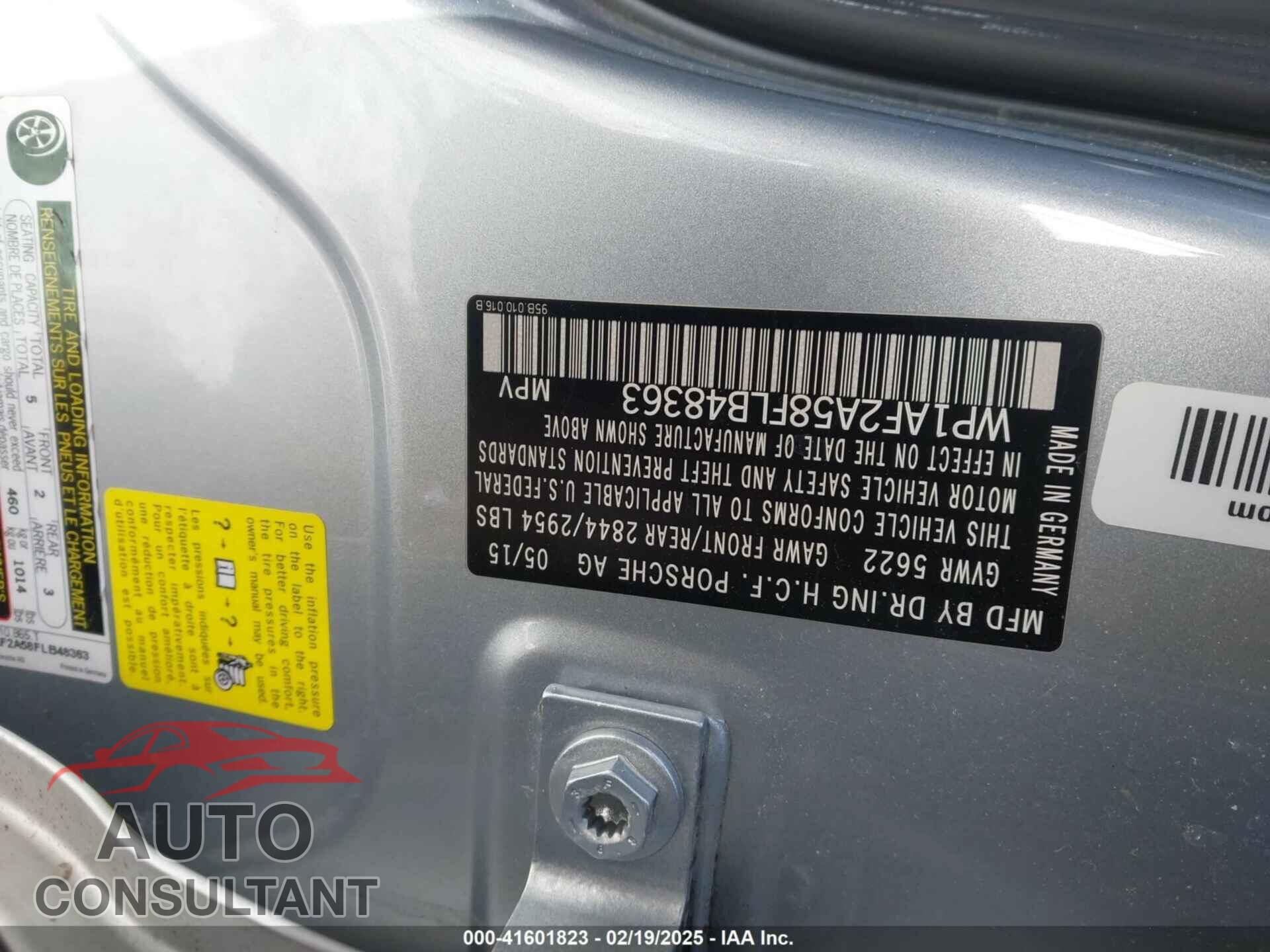PORSCHE MACAN 2015 - WP1AF2A58FLB48363