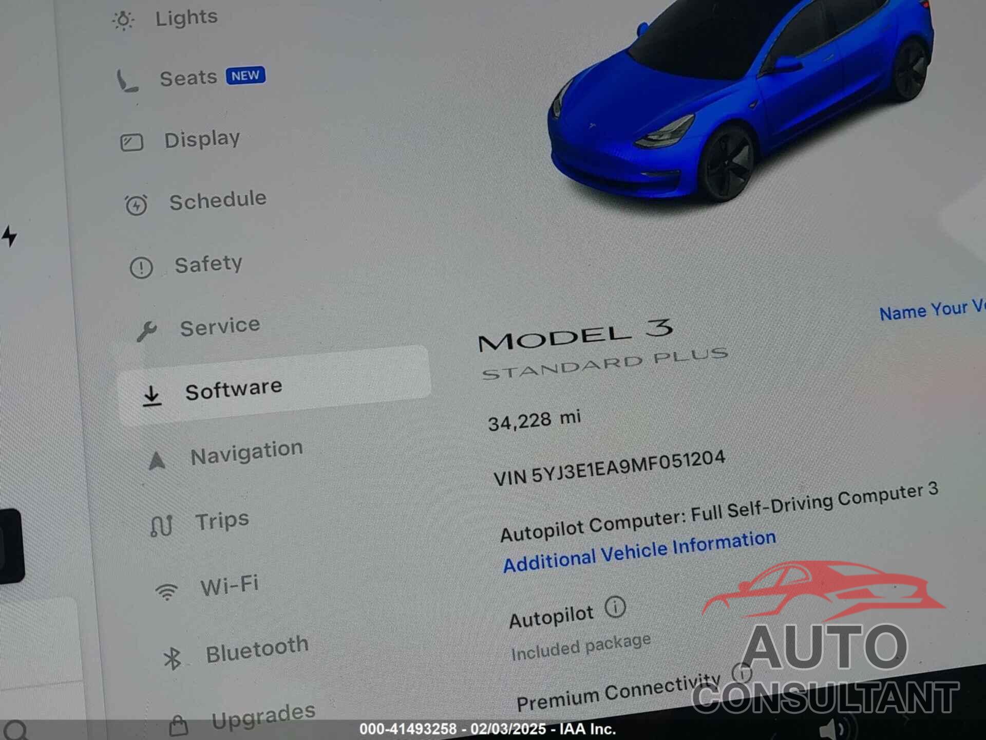 TESLA MODEL 3 2021 - 5YJ3E1EA9MF051204
