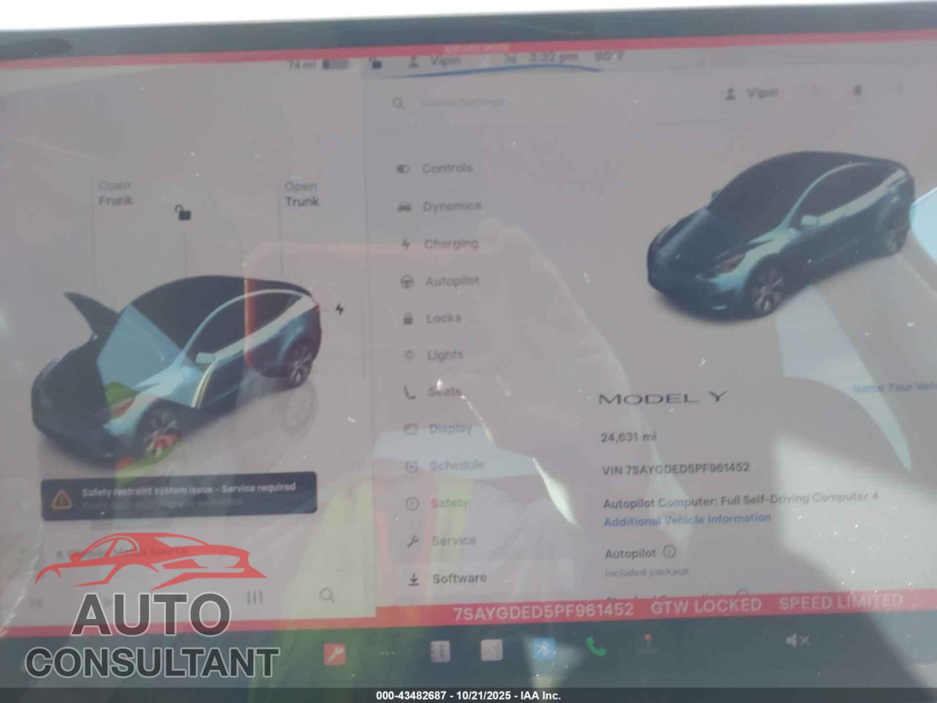 TESLA MODEL Y 2023 - 7SAYGDED5PF961452