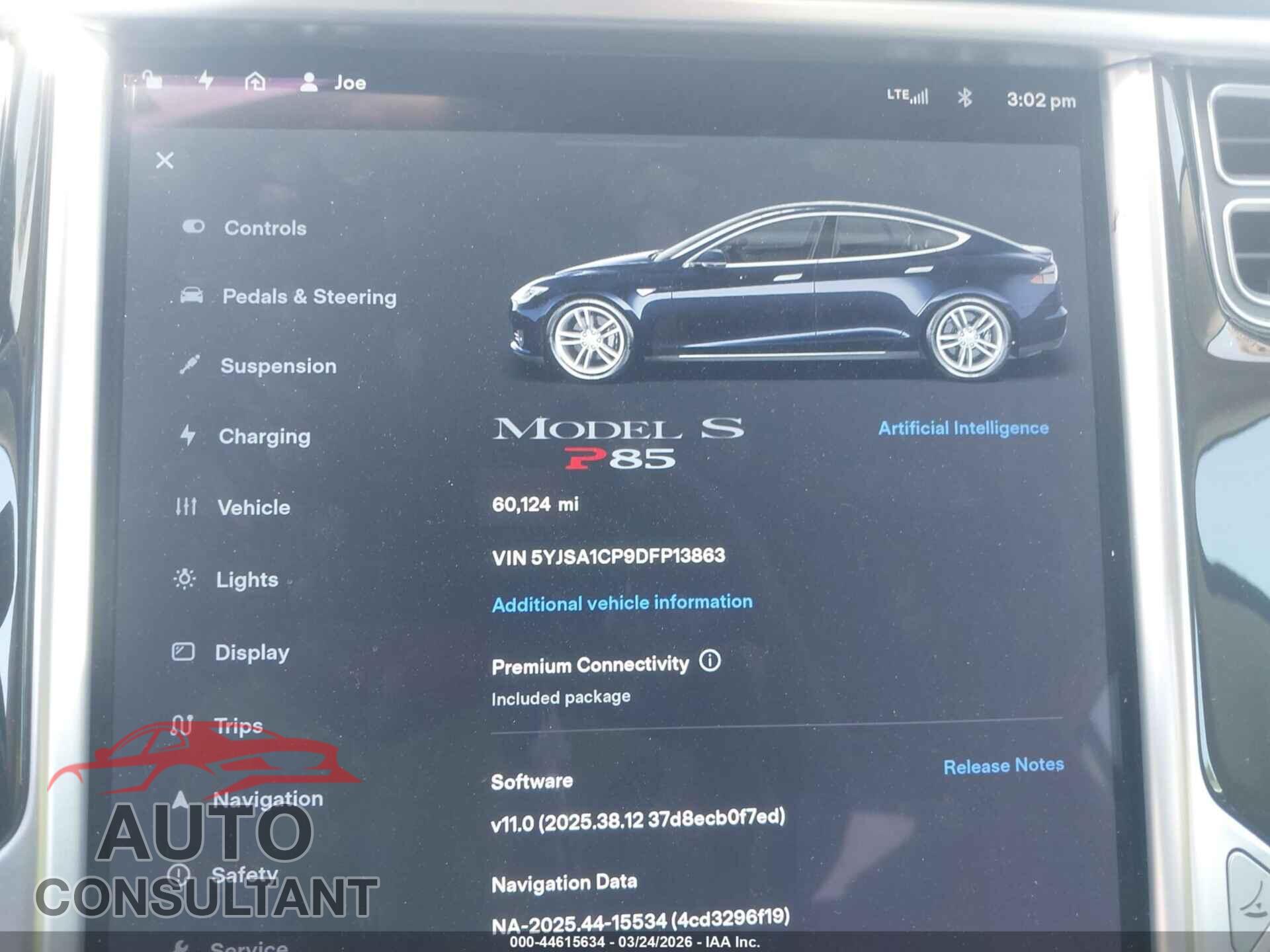 TESLA MODEL S 2013 - 5YJSA1CP9DFP13863