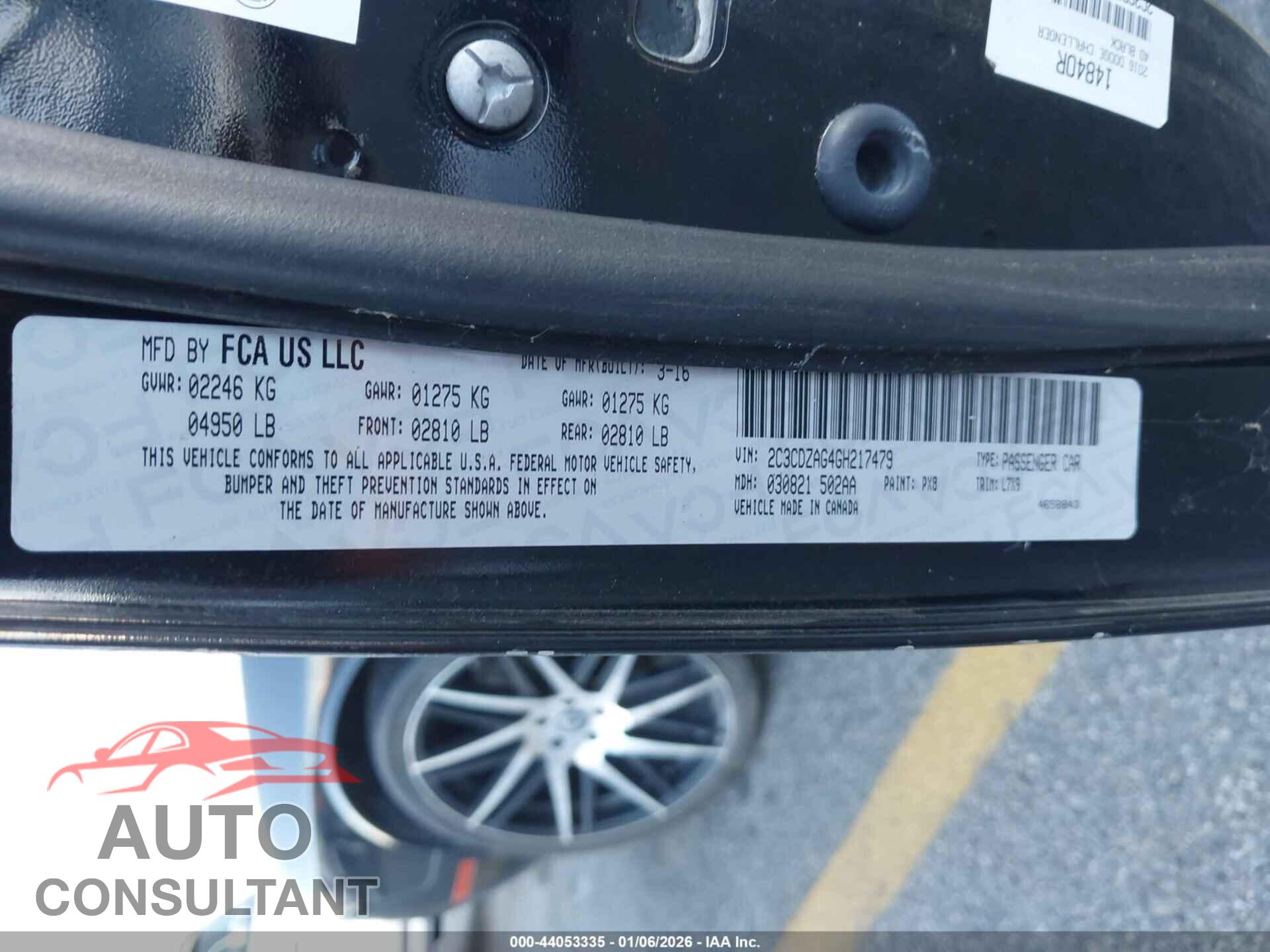 DODGE CHALLENGER 2016 - 2C3CDZAG4GH217479