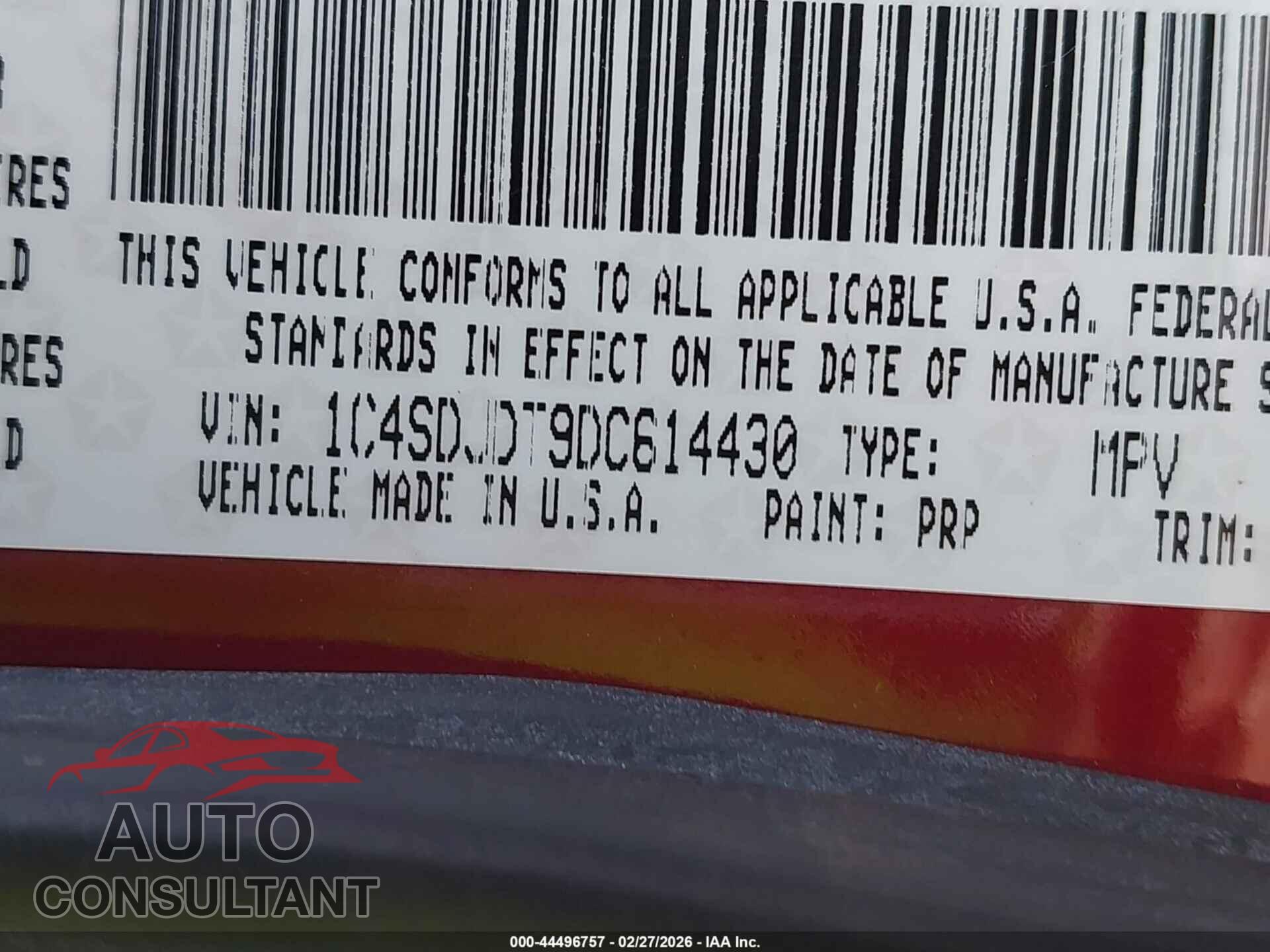 DODGE DURANGO 2013 - 1C4SDJDT9DC614430