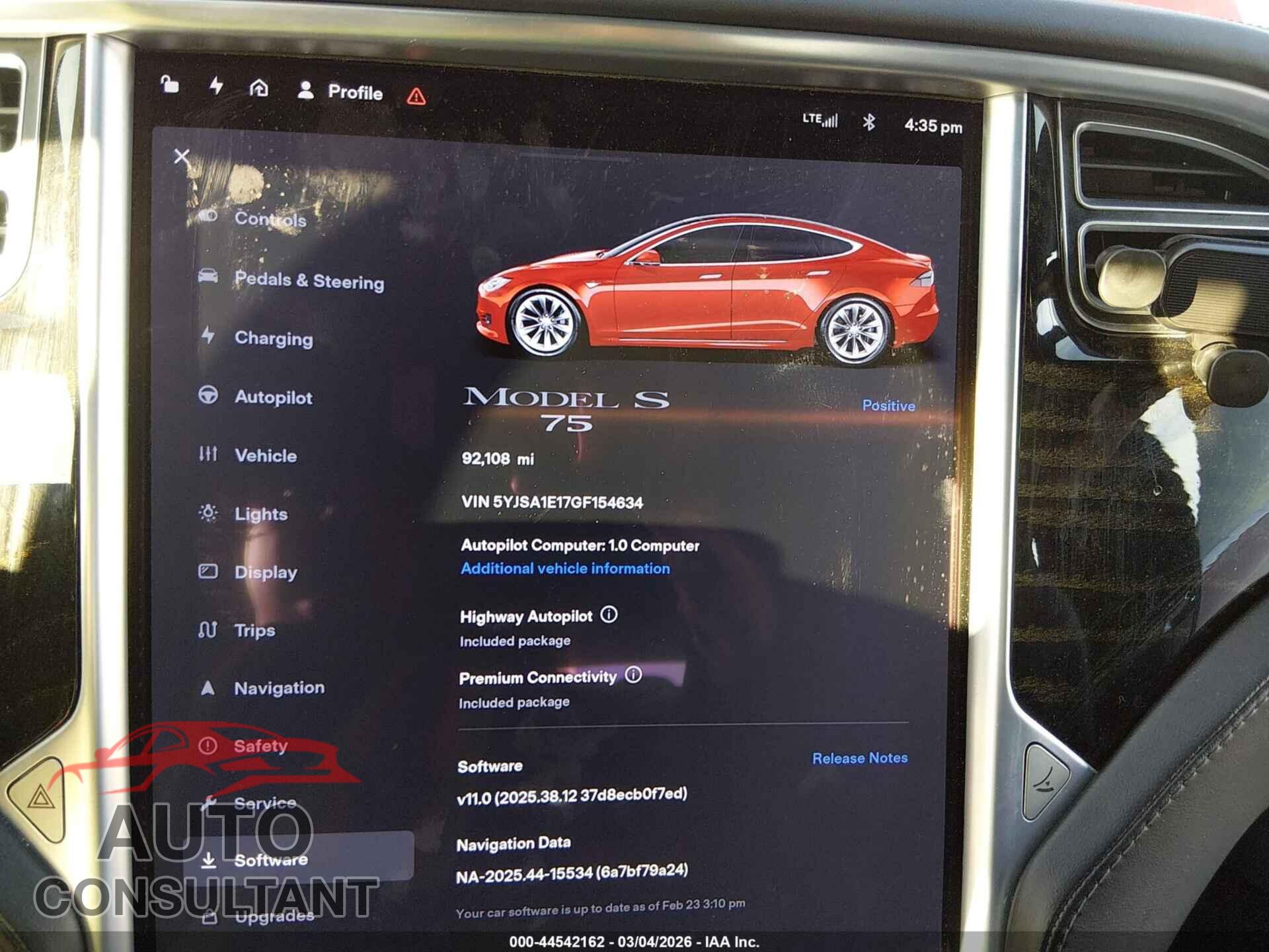 TESLA MODEL S 2016 - 5YJSA1E17GF154634