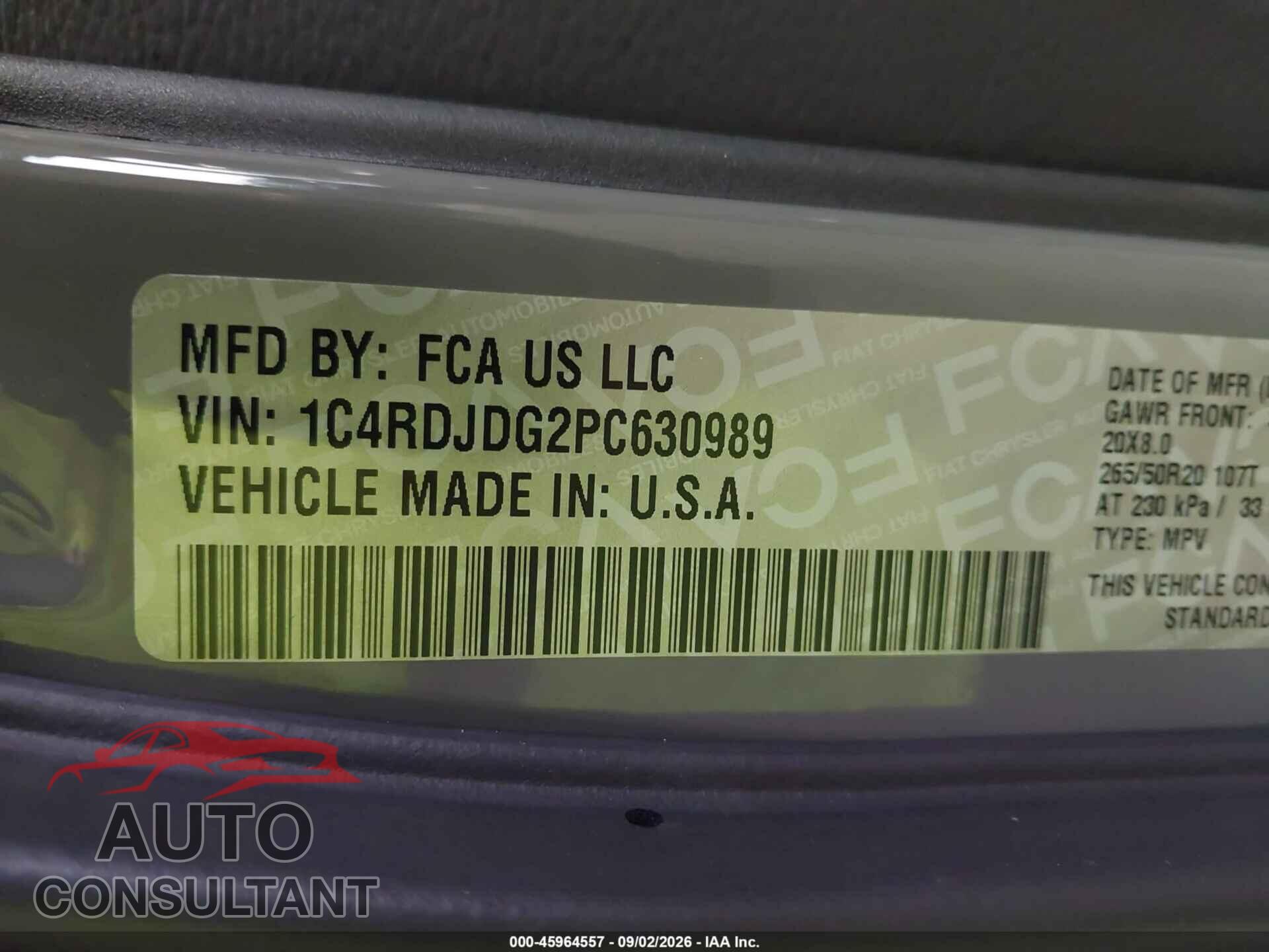 DODGE DURANGO 2023 - 1C4RDJDG2PC630989