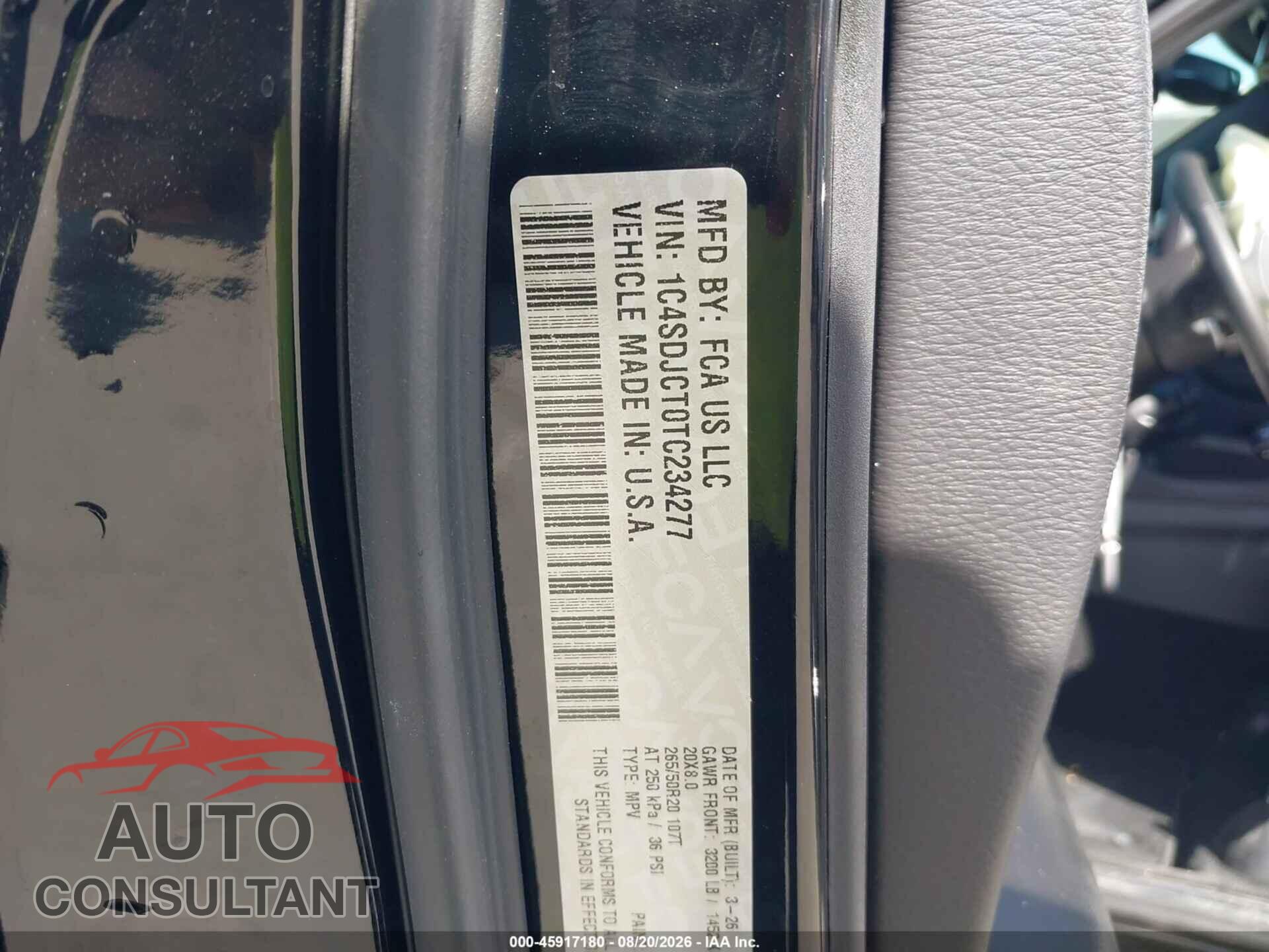 DODGE DURANGO 2026 - 1C4SDJCT0TC234277