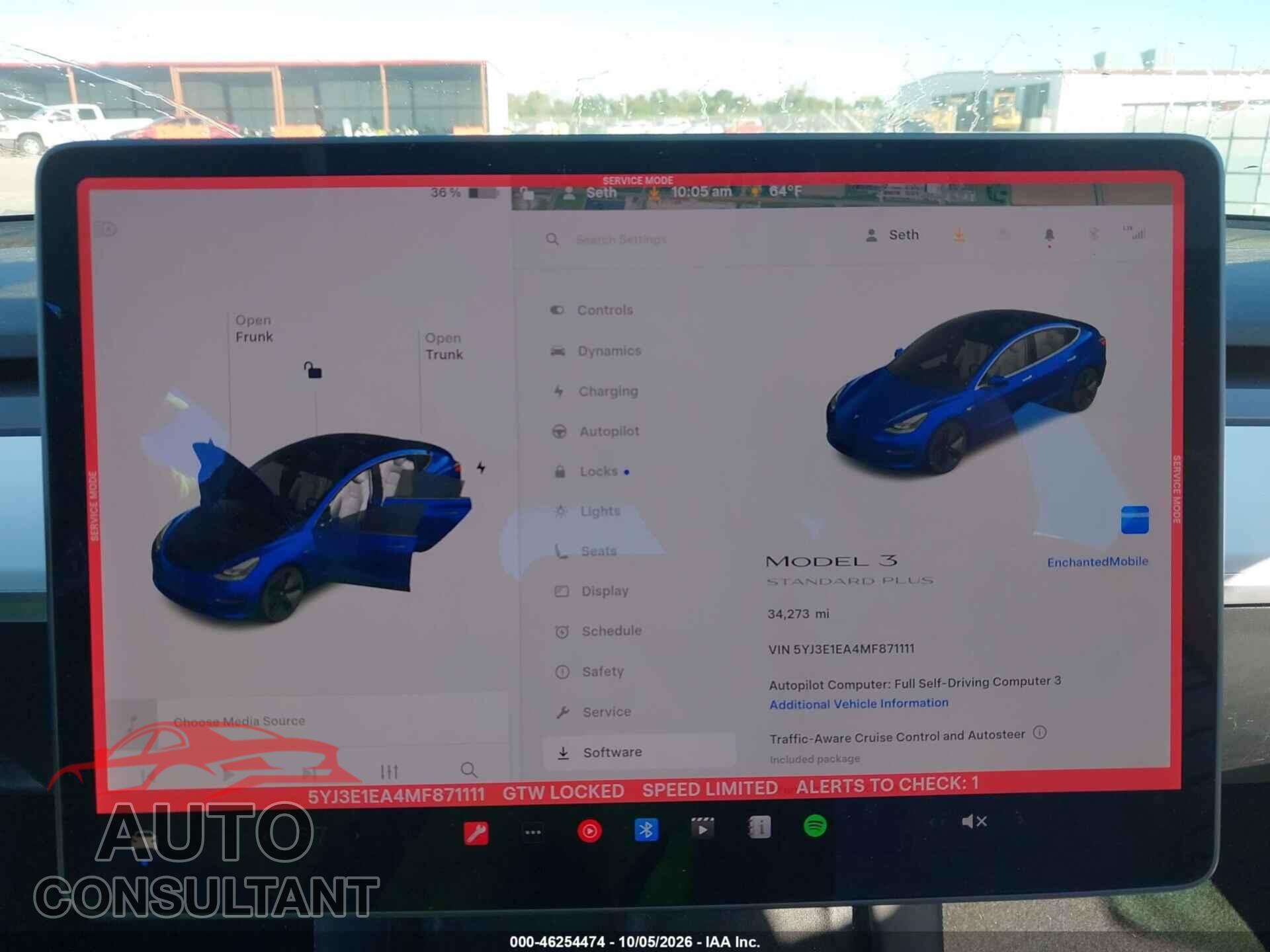 TESLA MODEL 3 2021 - 5YJ3E1EA4MF871111