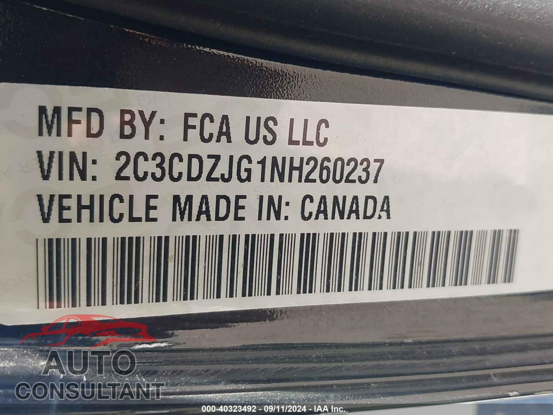 DODGE CHALLENGER 2022 - 2C3CDZJG1NH260237