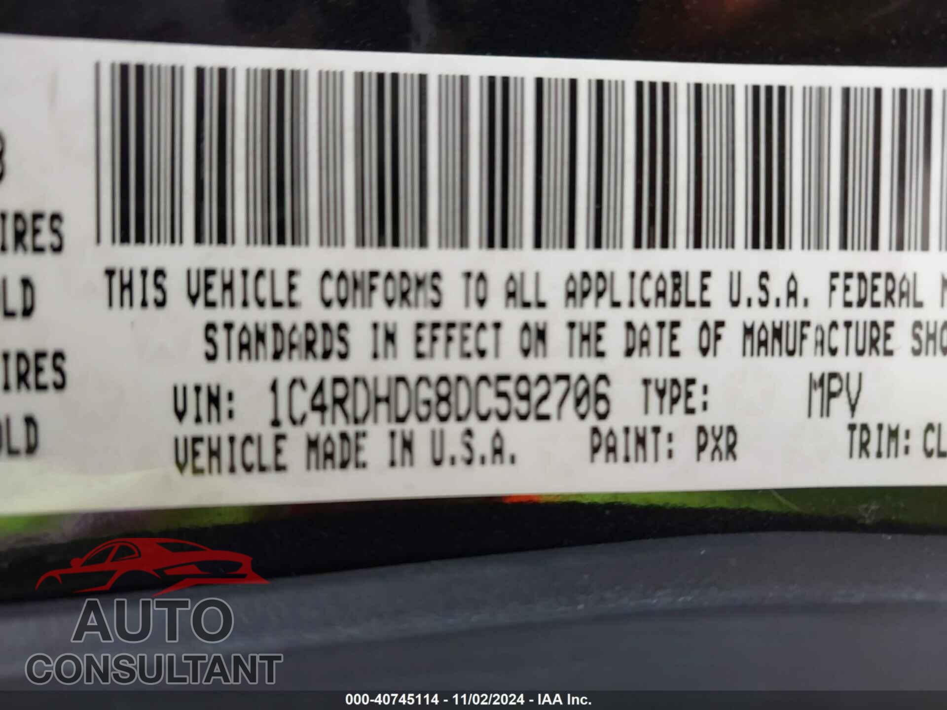 DODGE DURANGO 2013 - 1C4RDHDG8DC592706