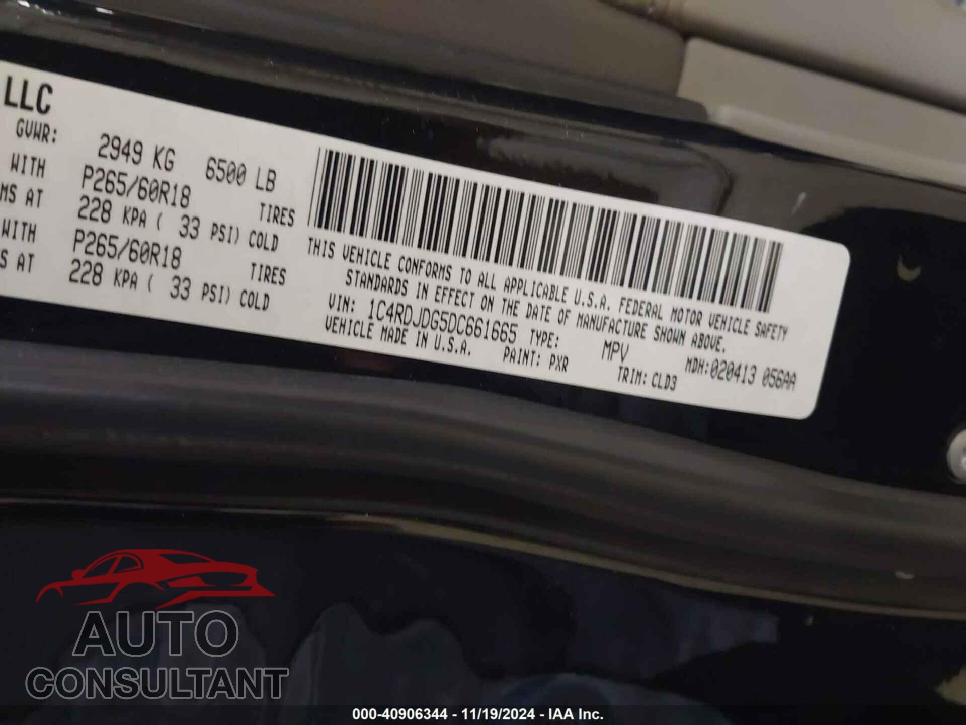 DODGE DURANGO 2013 - 1C4RDJDG5DC661665