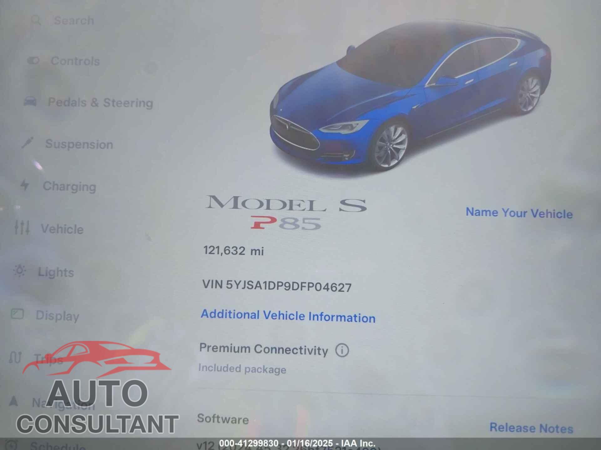 TESLA MODEL S 2013 - 5YJSA1DP9DFP04627