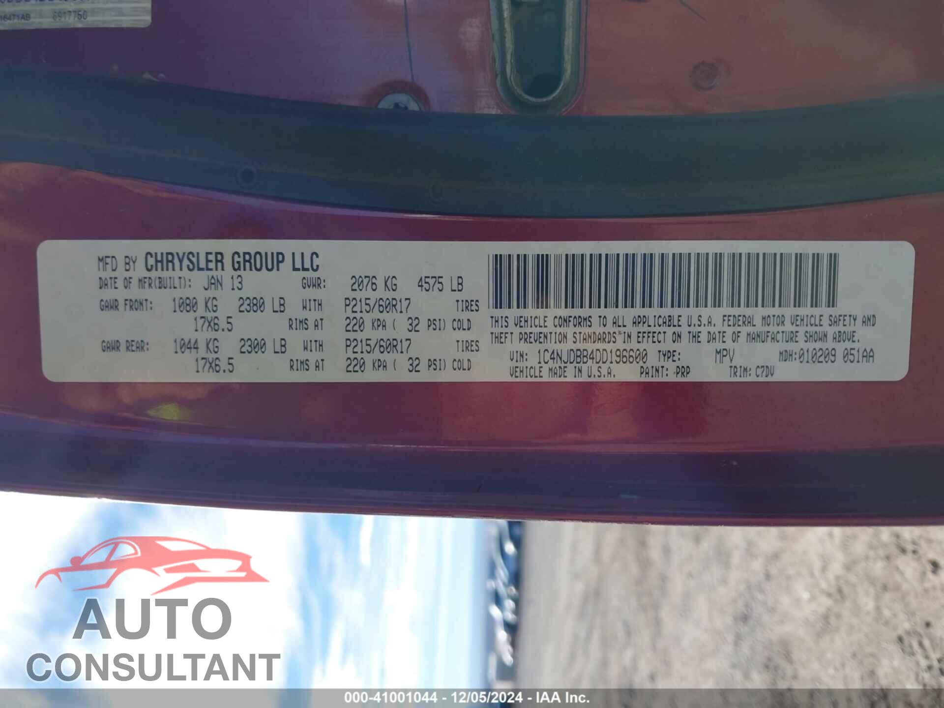 JEEP COMPASS 2013 - 1C4NJDBB4DD196600