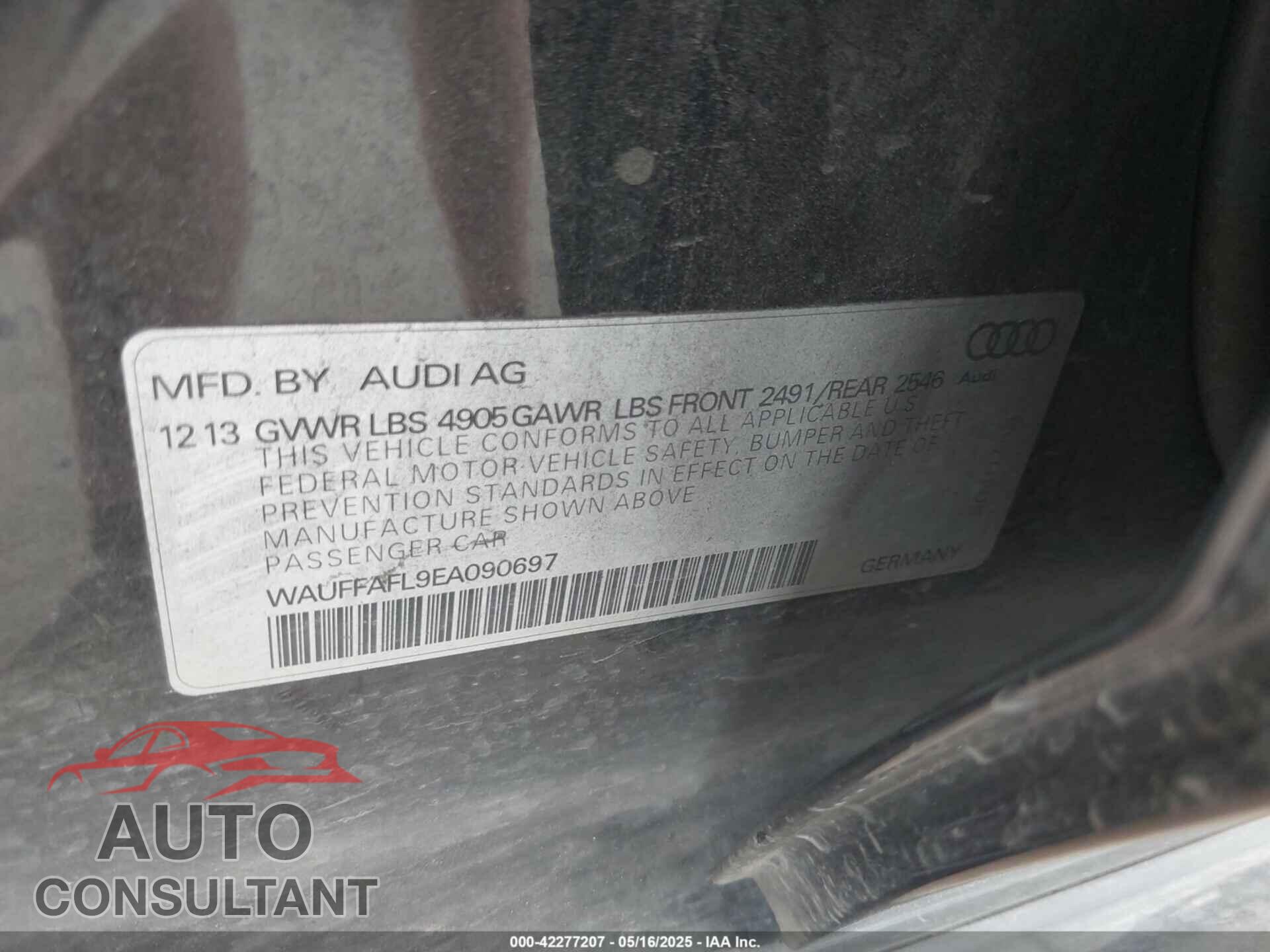 AUDI A4 2014 - WAUFFAFL9EA090697