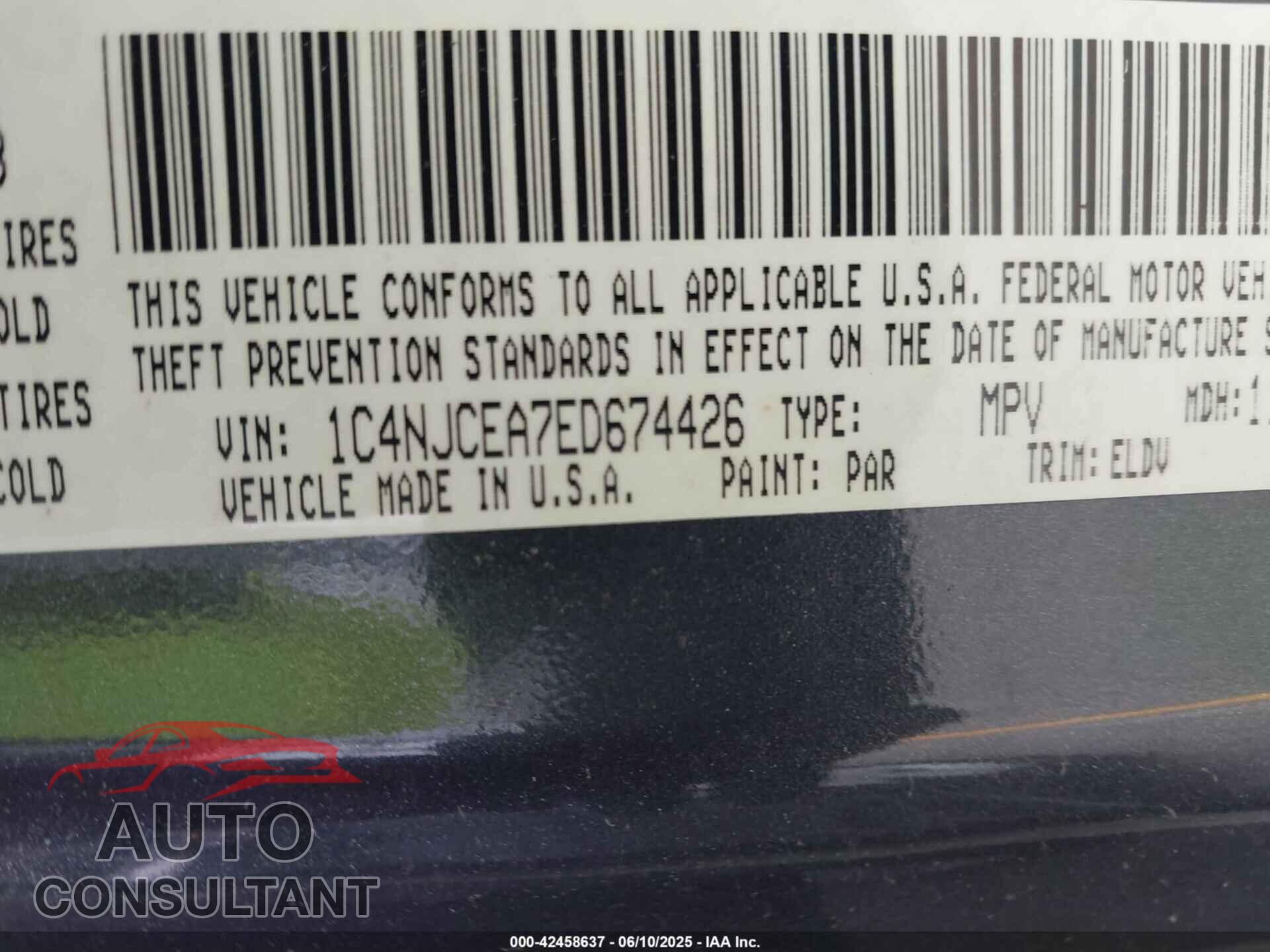 JEEP COMPASS 2014 - 1C4NJCEA7ED674426