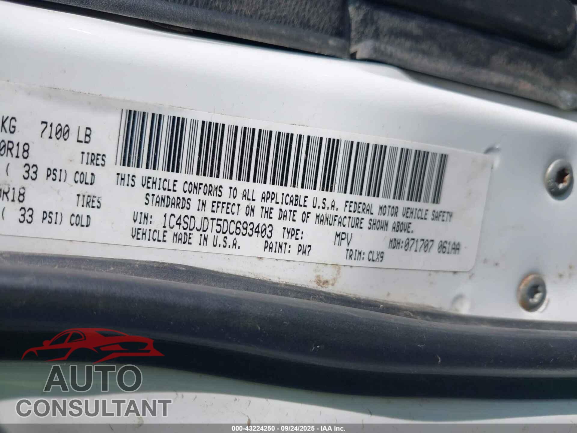 DODGE DURANGO 2013 - 1C4SDJDT5DC693403