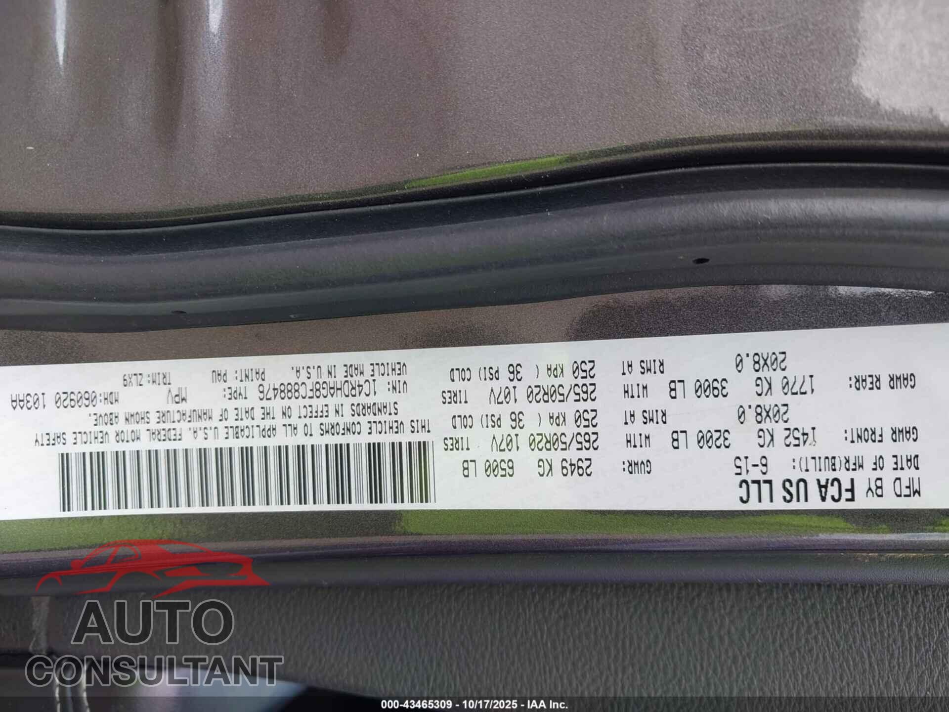 DODGE DURANGO 2015 - 1C4RDHAG8FC888476