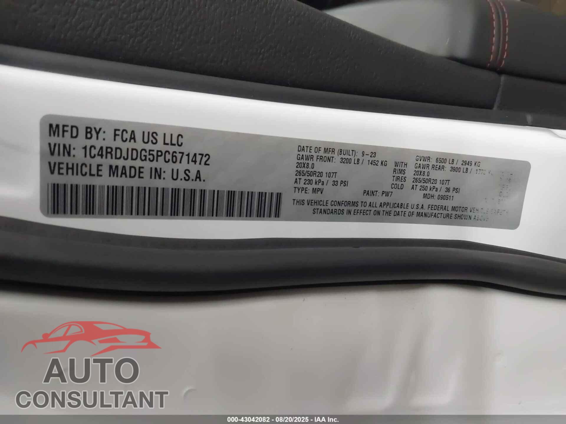 DODGE DURANGO 2023 - 1C4RDJDG5PC671472