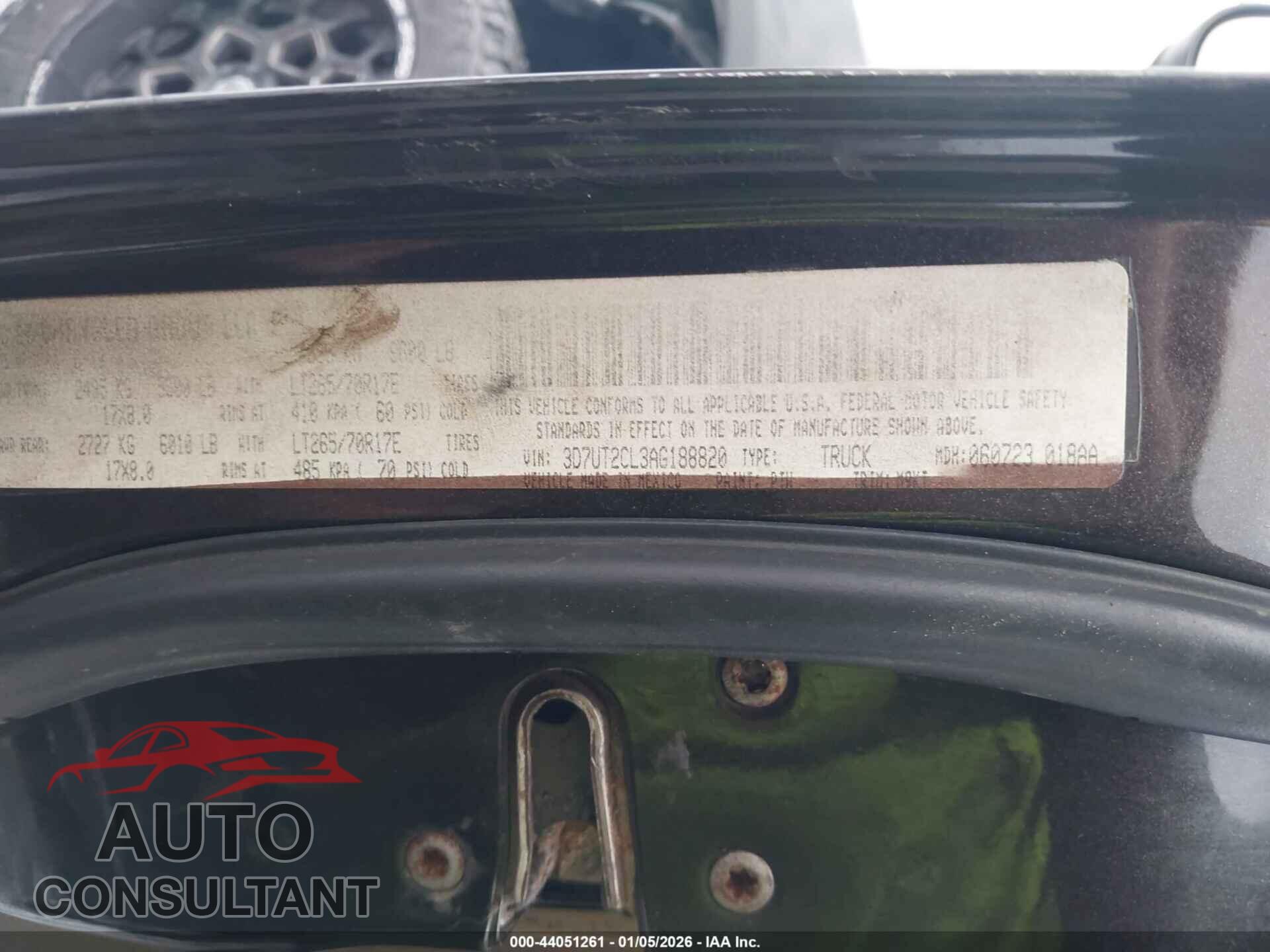 DODGE RAM 2500 2010 - 3D7UT2CL3AG188820