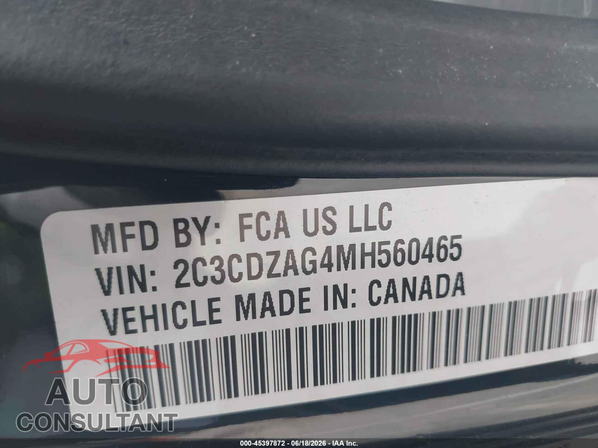 DODGE CHALLENGER 2021 - 2C3CDZAG4MH560465