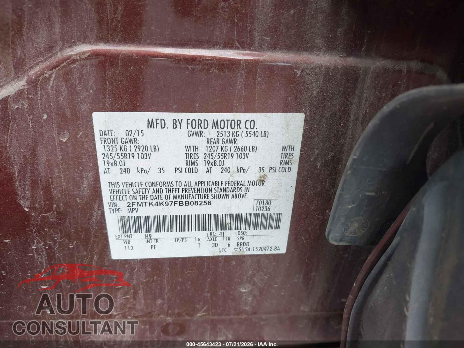 FORD EDGE 2015 - 2FMTK4K97FBB08256