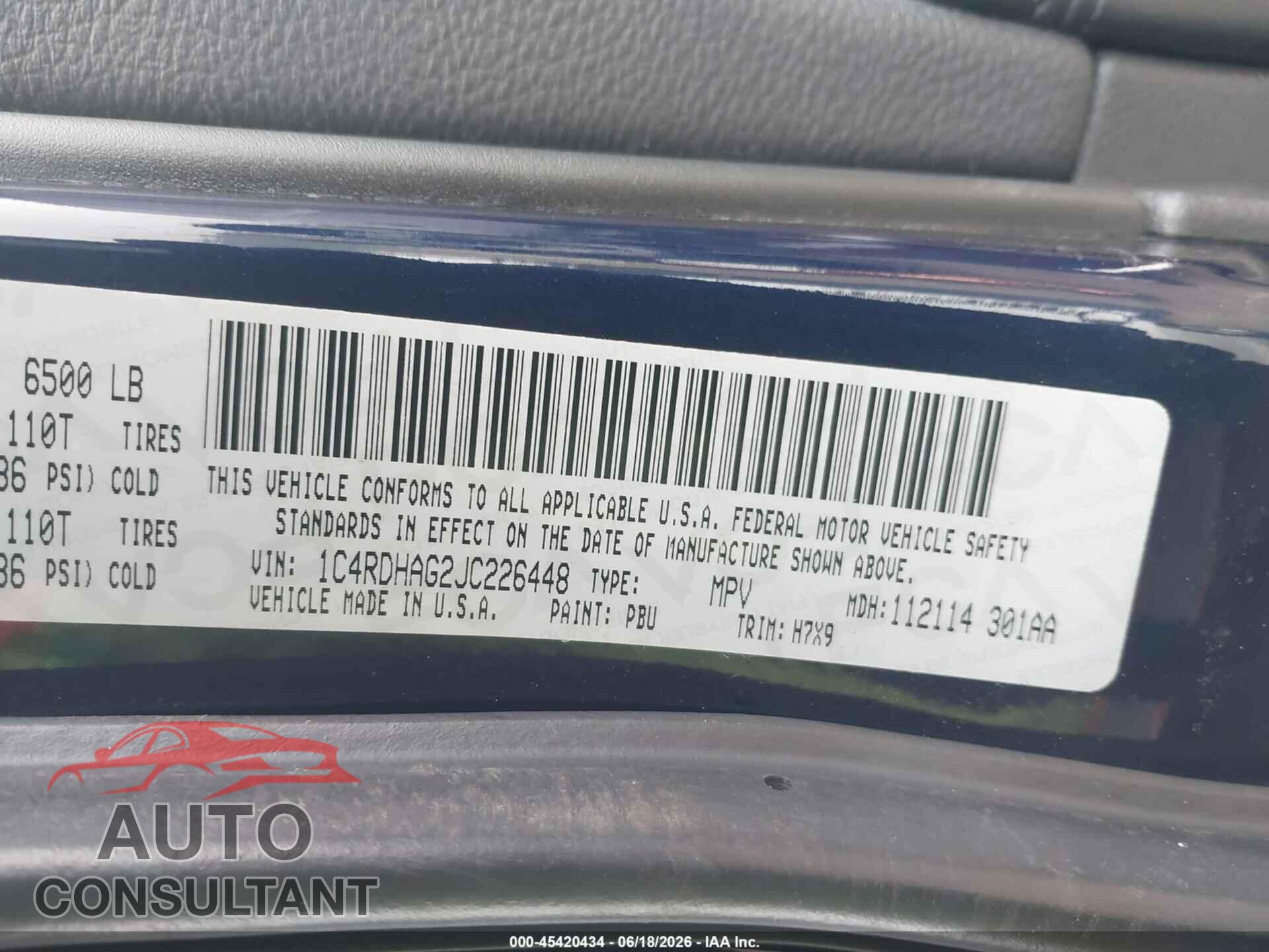 DODGE DURANGO 2018 - 1C4RDHAG2JC226448