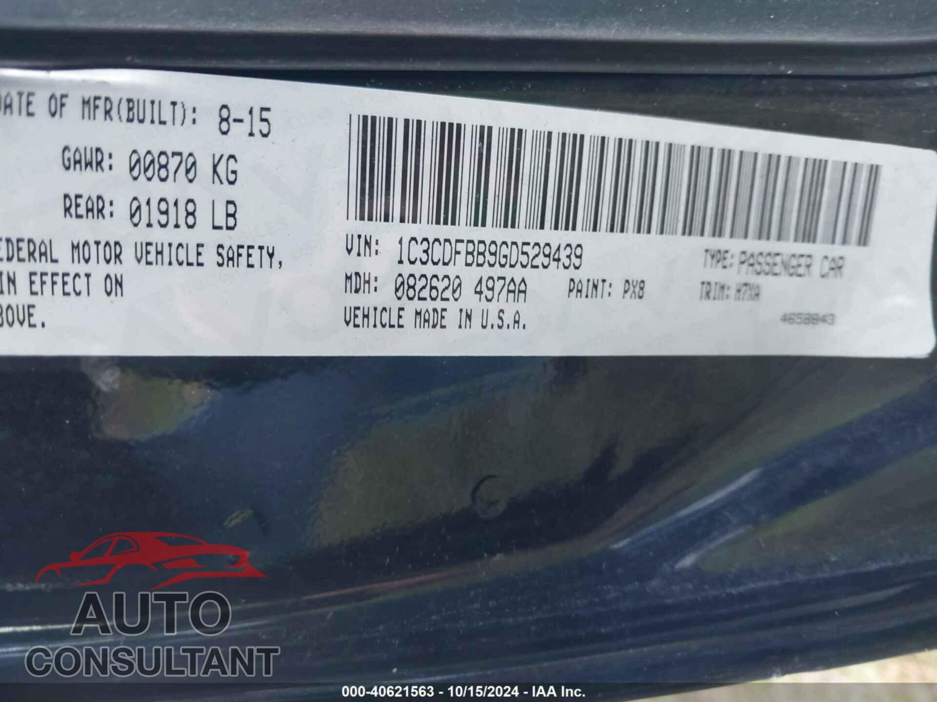 DODGE DART 2016 - 1C3CDFBB9GD529439