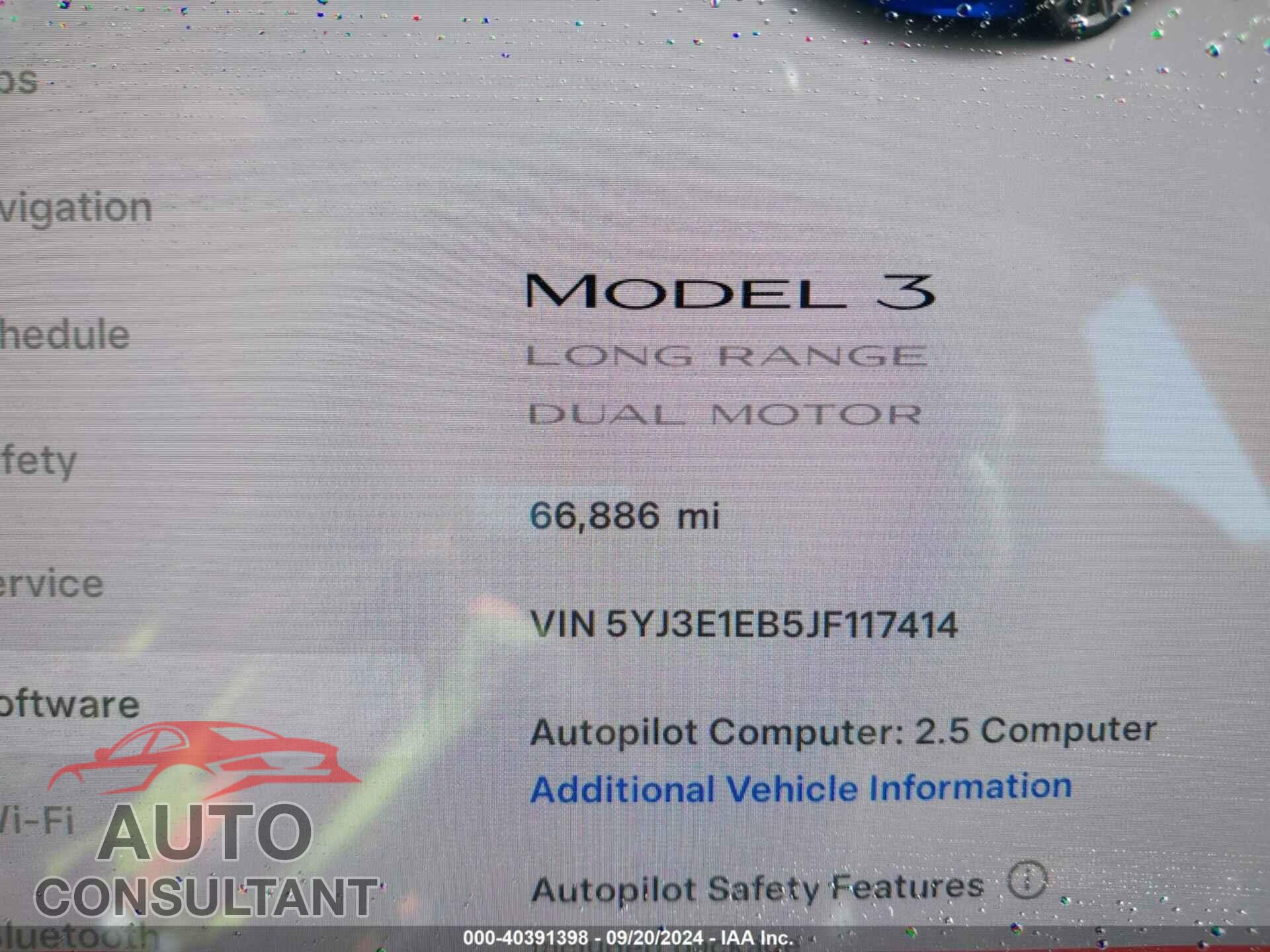 TESLA MODEL 3 2018 - 5YJ3E1EB5JF117414