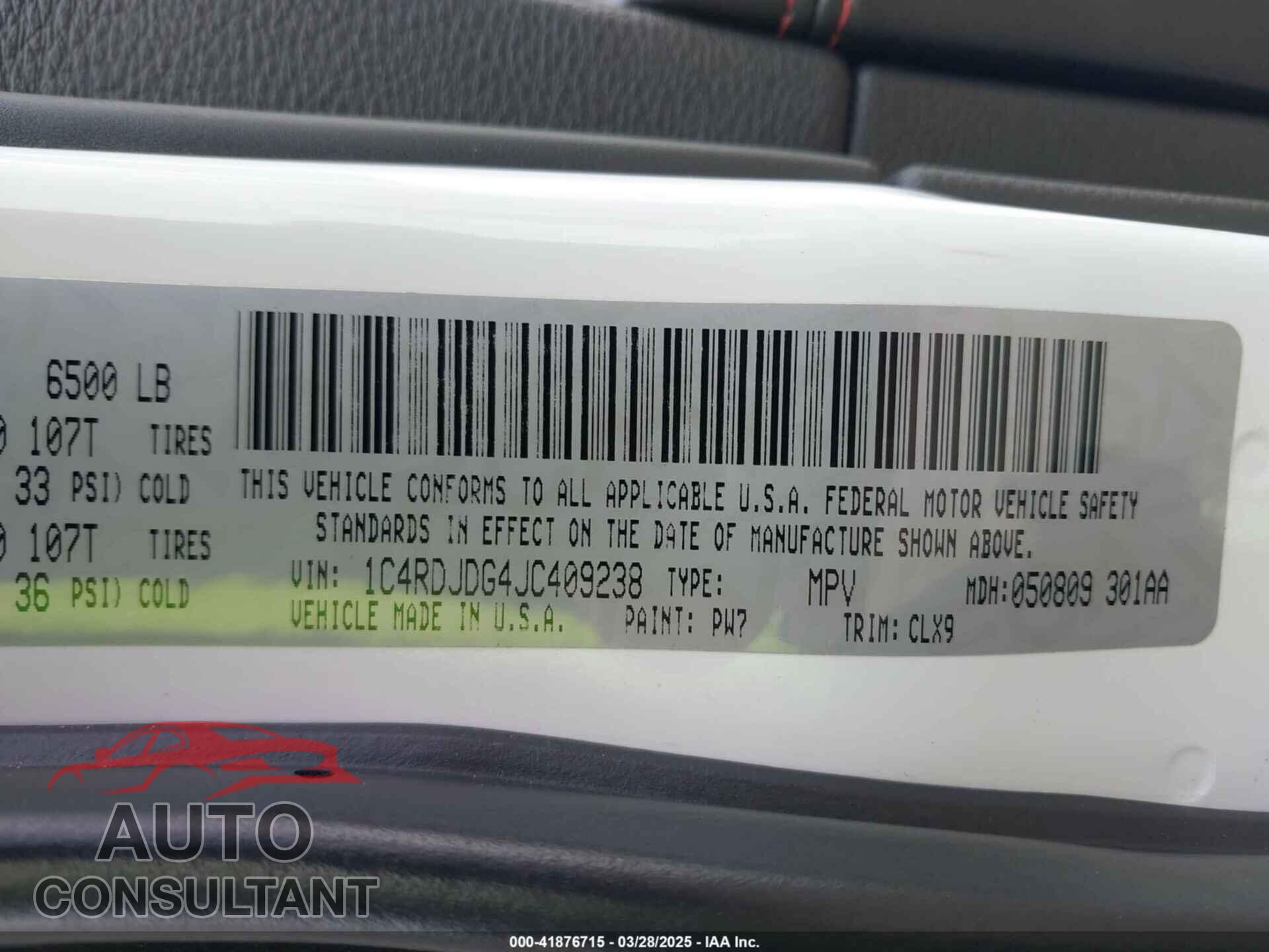 DODGE DURANGO 2018 - 1C4RDJDG4JC409238