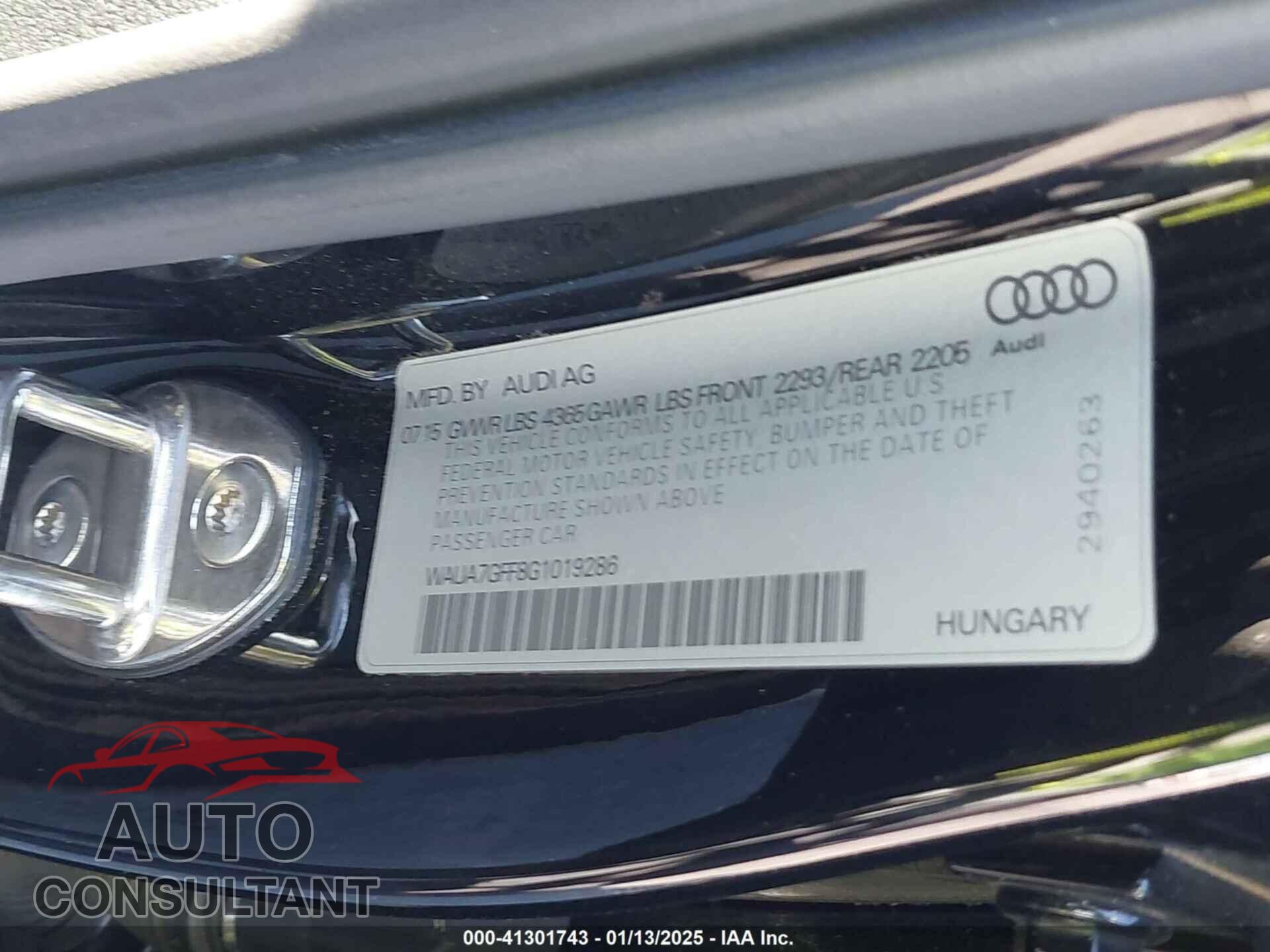 AUDI A3 2016 - WAUA7GFF8G1019286