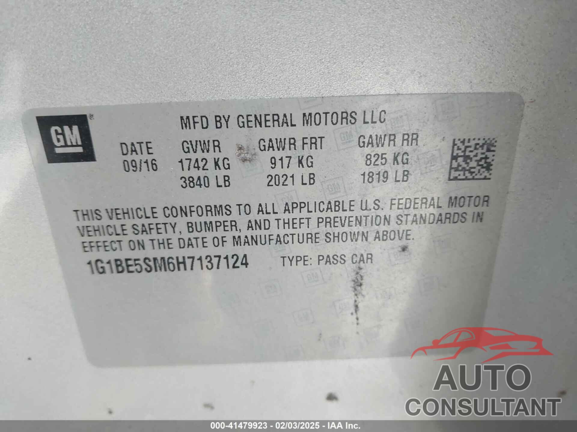 CHEVROLET CRUZE 2017 - 1G1BE5SM6H7137124