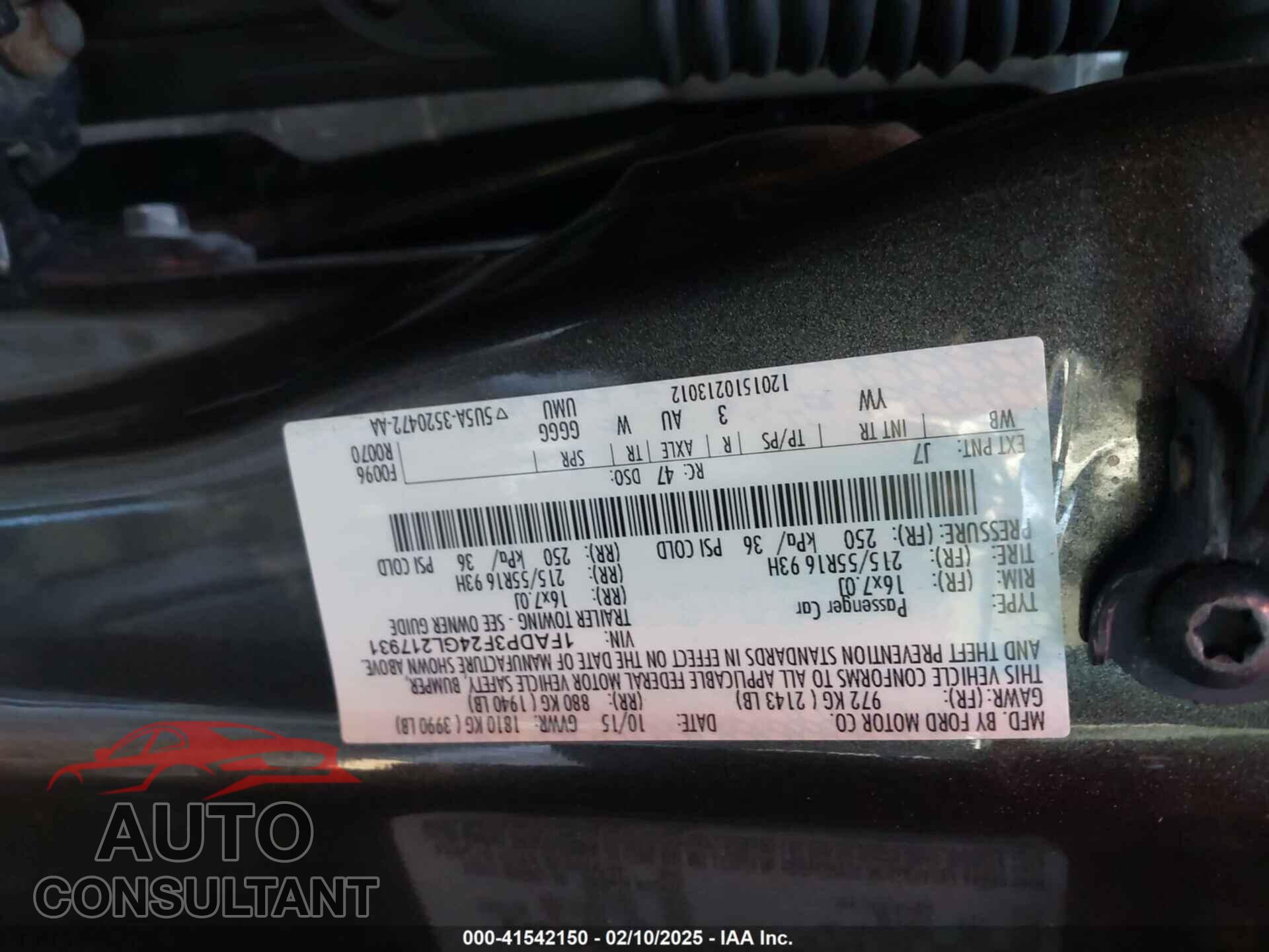 FORD FOCUS 2016 - 1FADP3F24GL217931