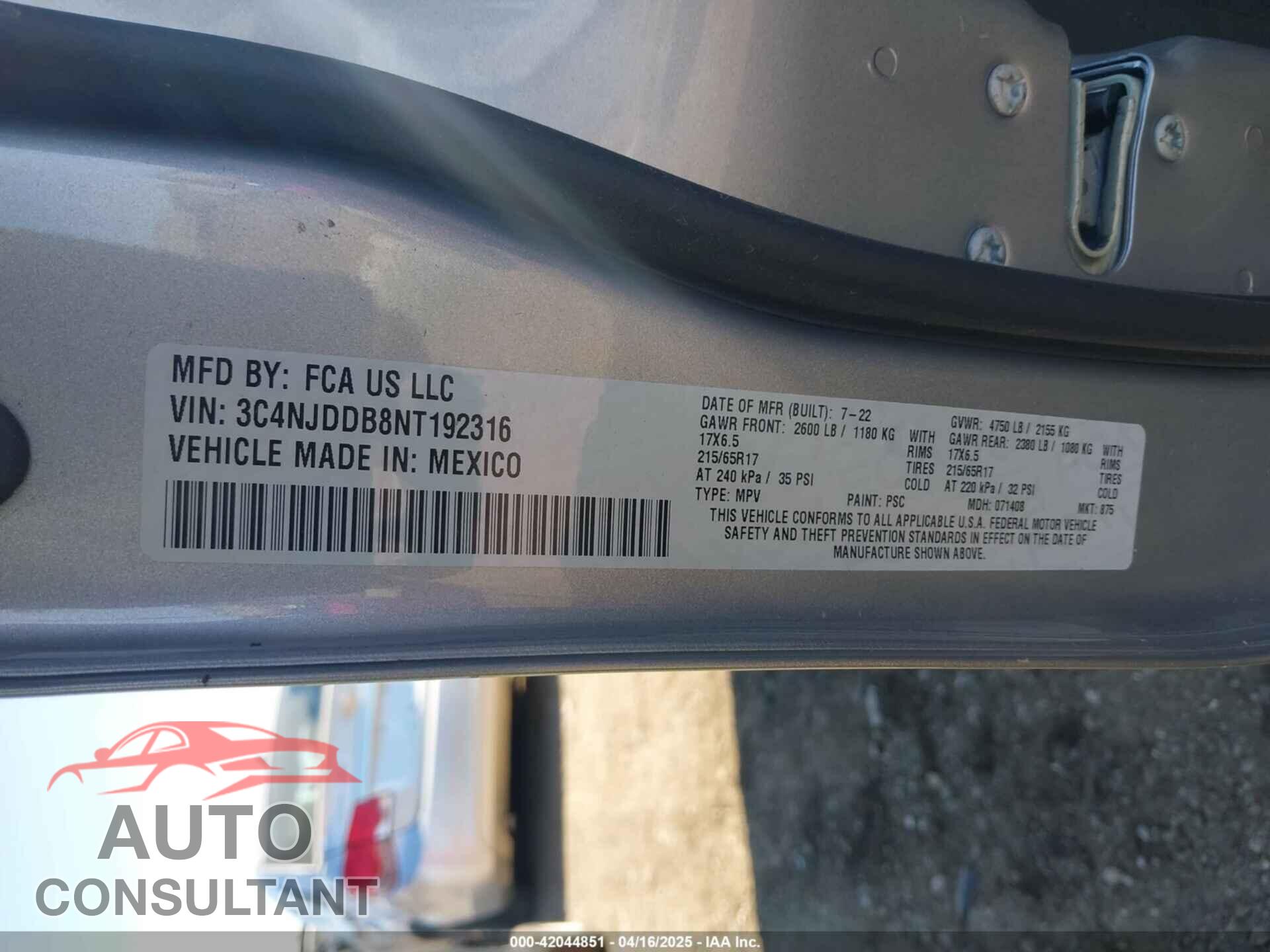 JEEP COMPASS 2022 - 3C4NJDDB8NT192316