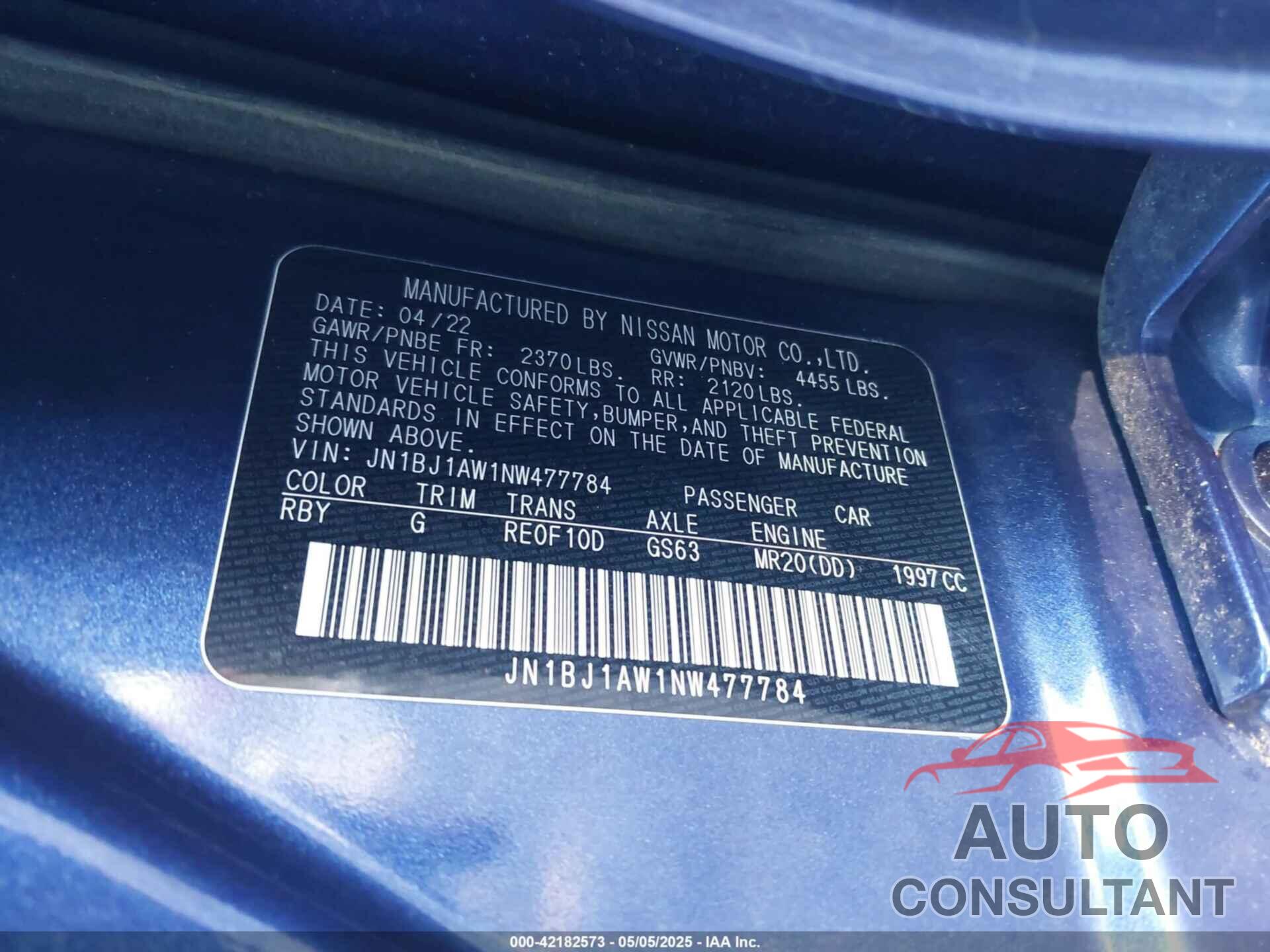 NISSAN ROGUE SPORT 2022 - JN1BJ1AW1NW477784