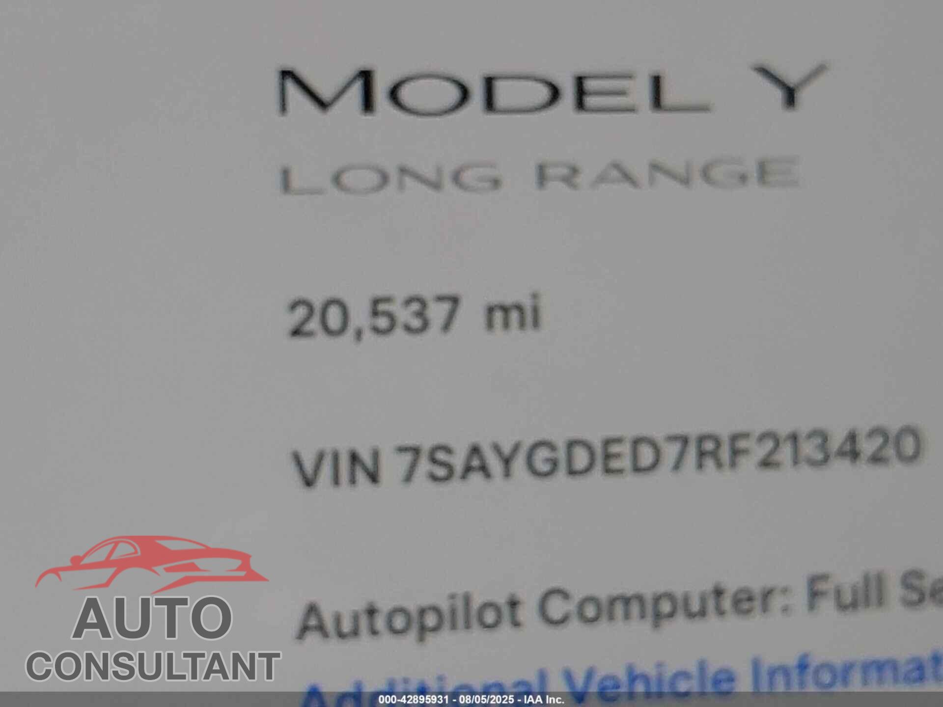 TESLA MODEL Y 2024 - 7SAYGDED7RF213420
