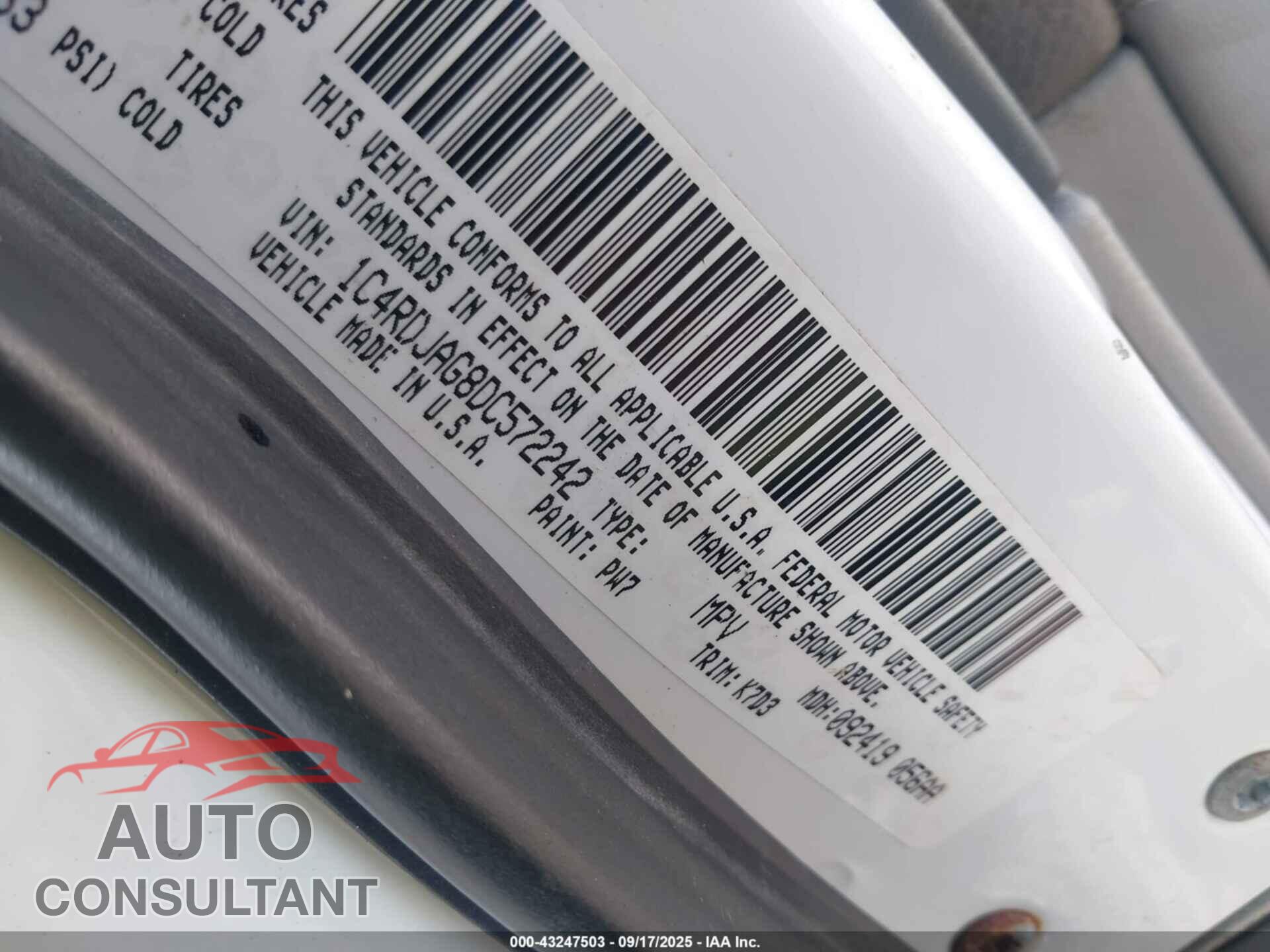 DODGE DURANGO 2013 - 1C4RDJAG8DC572242