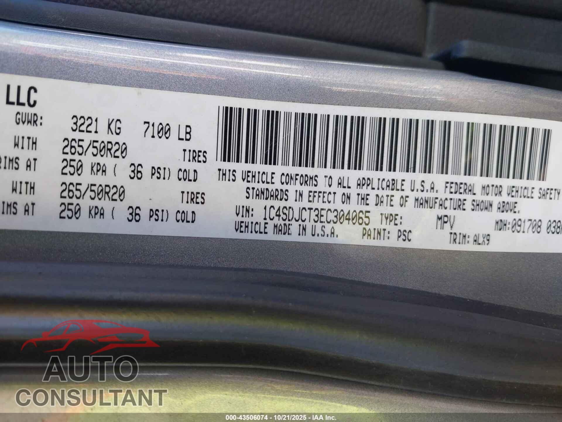 DODGE DURANGO 2014 - 1C4SDJCT3EC304065