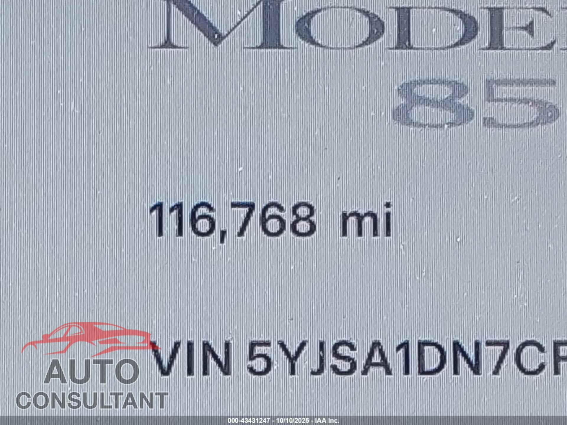 TESLA MODEL S 2012 - 5YJSA1DN7CFP01626