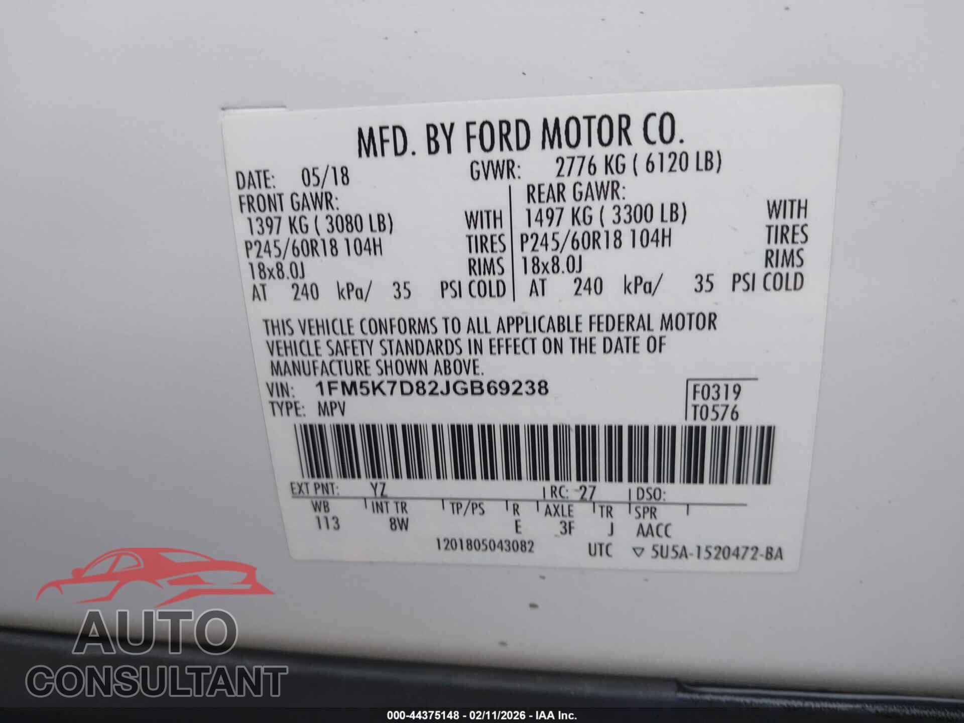 FORD EXPLORER 2018 - 1FM5K7D82JGB69238