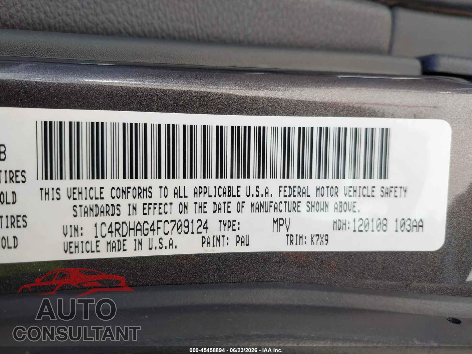 DODGE DURANGO 2015 - 1C4RDHAG4FC709124
