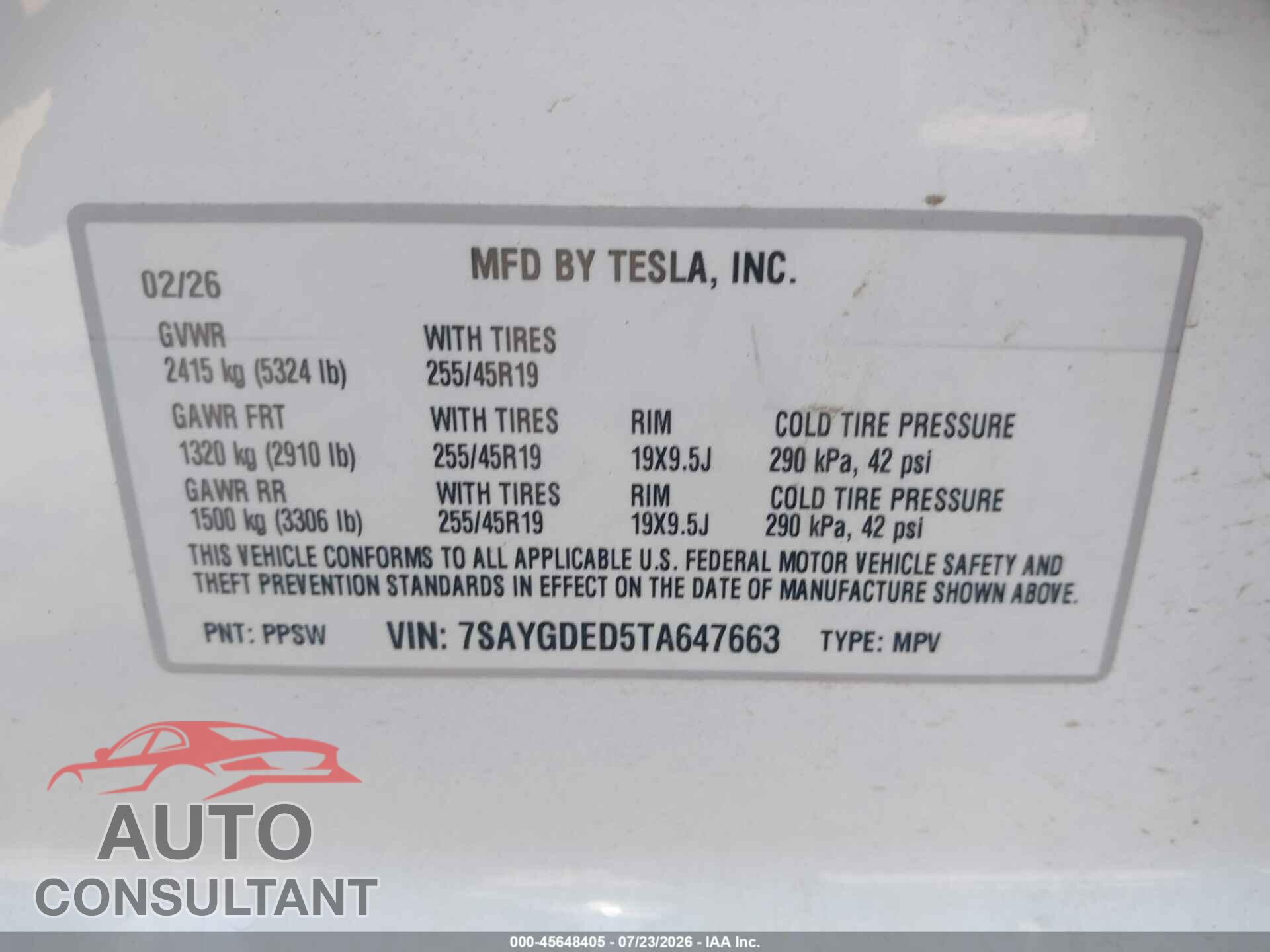 TESLA MODEL Y 2026 - 7SAYGDED5TA647663