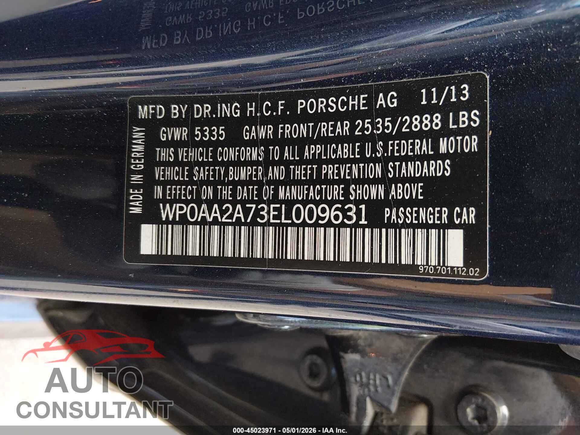 PORSCHE PANAMERA 2014 - WP0AA2A73EL009631