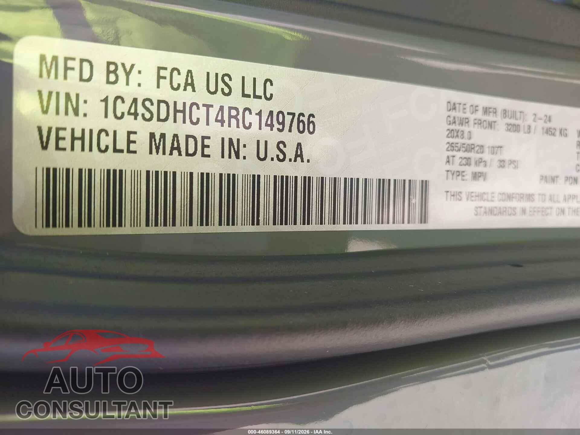 DODGE DURANGO 2024 - 1C4SDHCT4RC149766