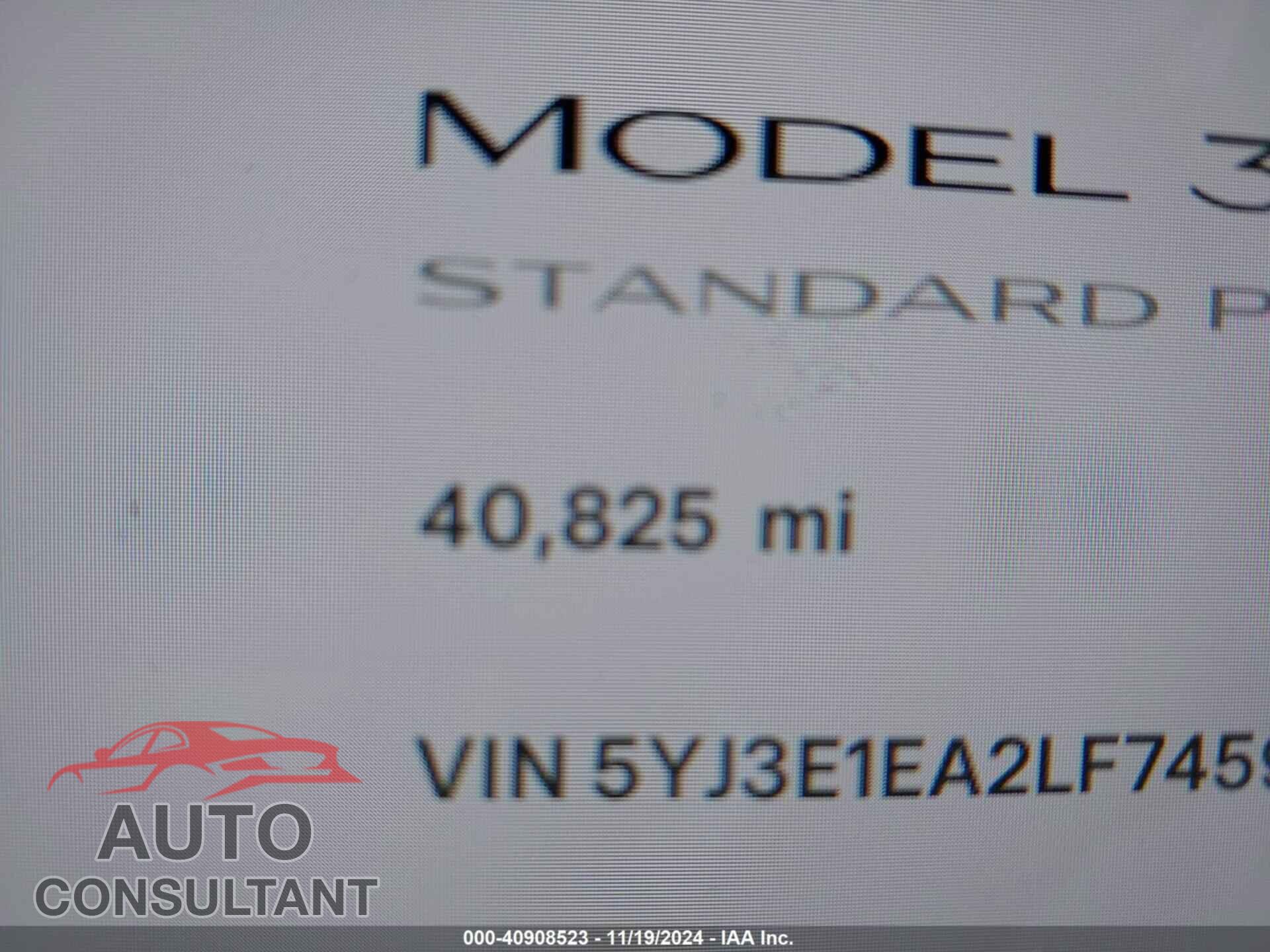 TESLA MODEL 3 2020 - 5YJ3E1EA2LF745974