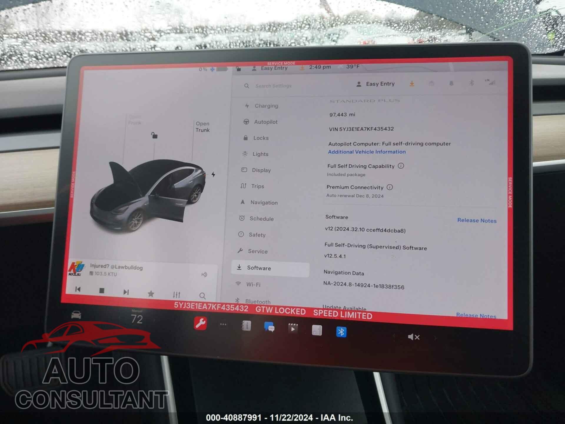 TESLA MODEL 3 2019 - 5YJ3E1EA7KF435432