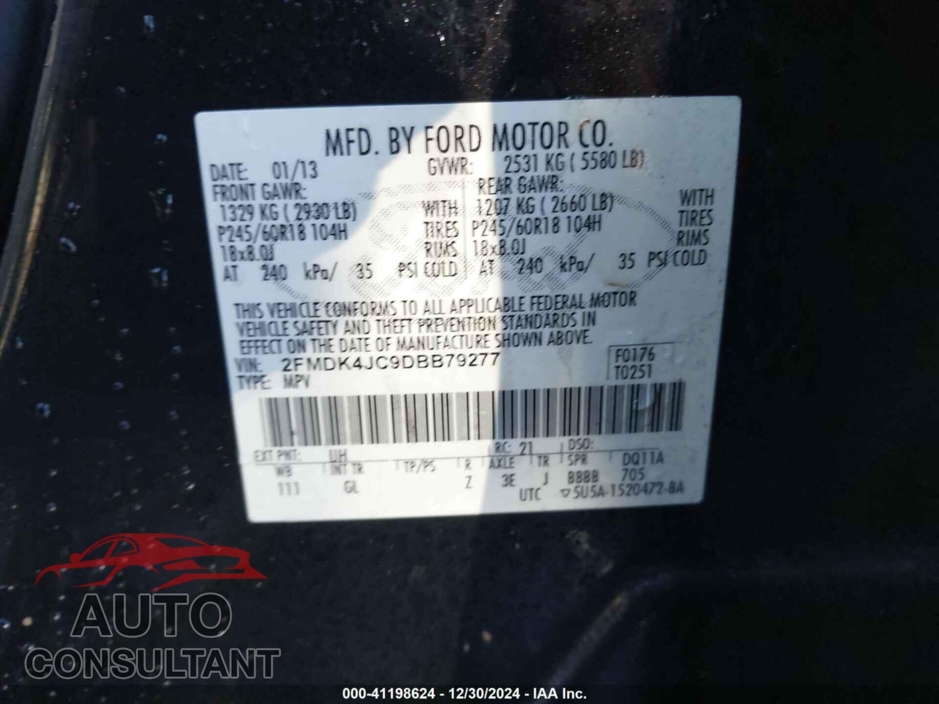 FORD EDGE 2013 - 2FMDK4JC9DBB79277