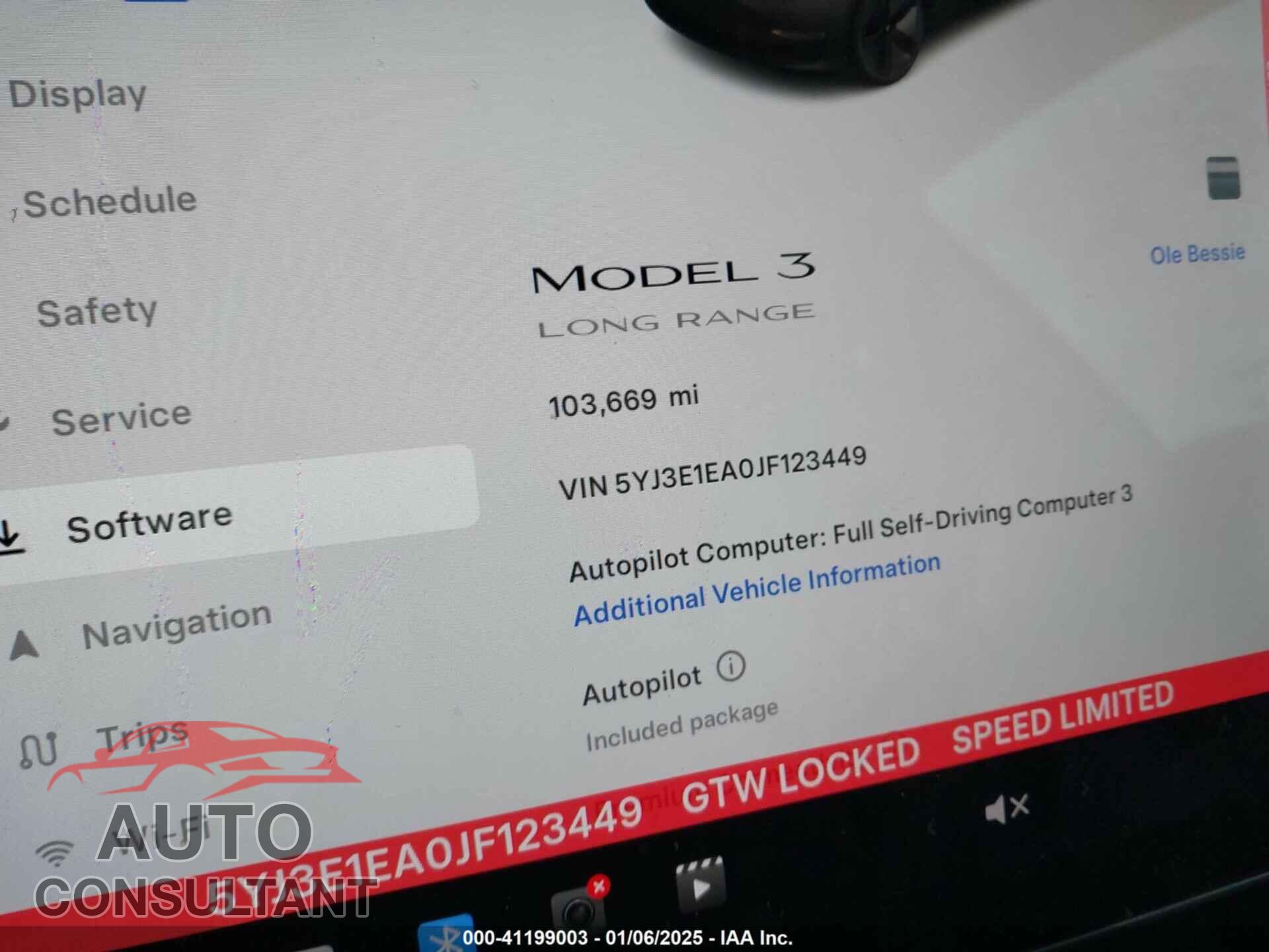 TESLA MODEL 3 2018 - 5YJ3E1EA0JF123449