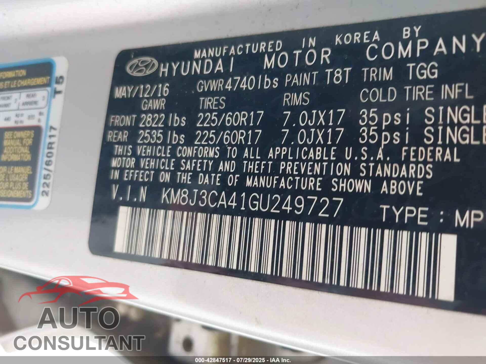 HYUNDAI TUCSON 2016 - KM8J3CA41GU249727