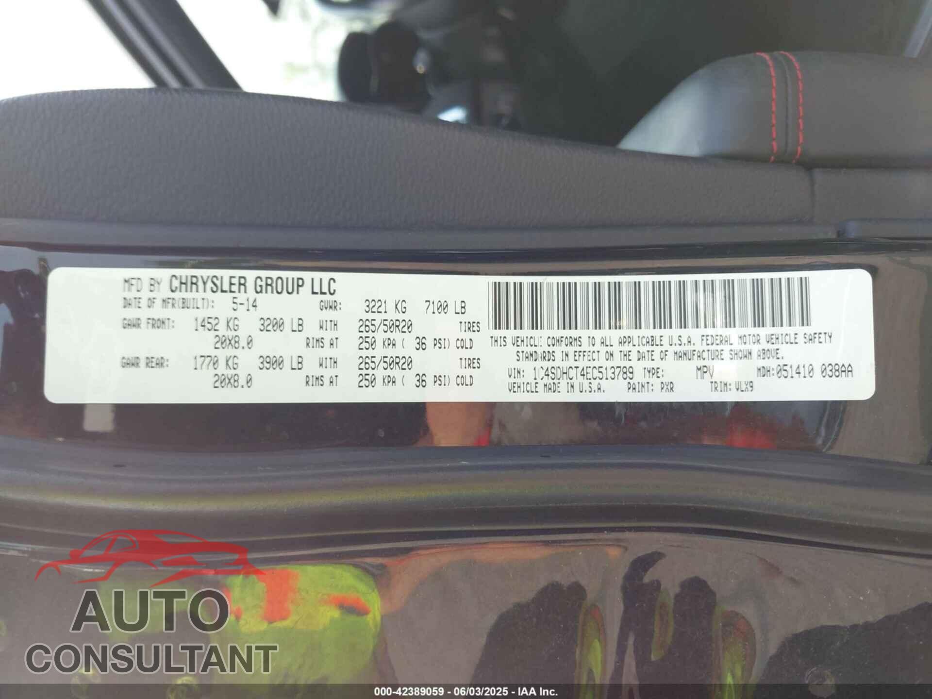 DODGE DURANGO 2014 - 1C4SDHCT4EC513789