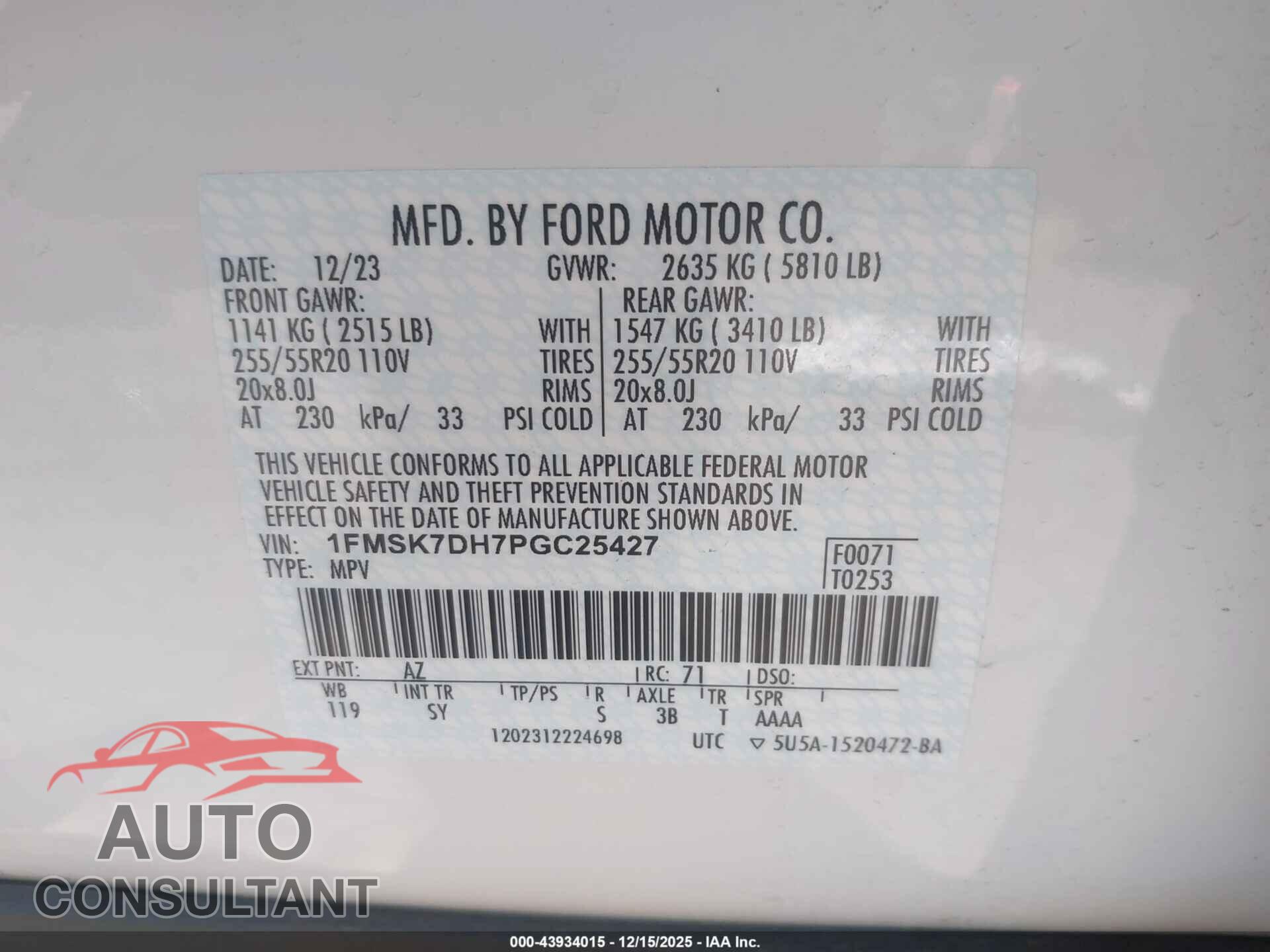 FORD EXPLORER 2023 - 1FMSK7DH7PGC25427