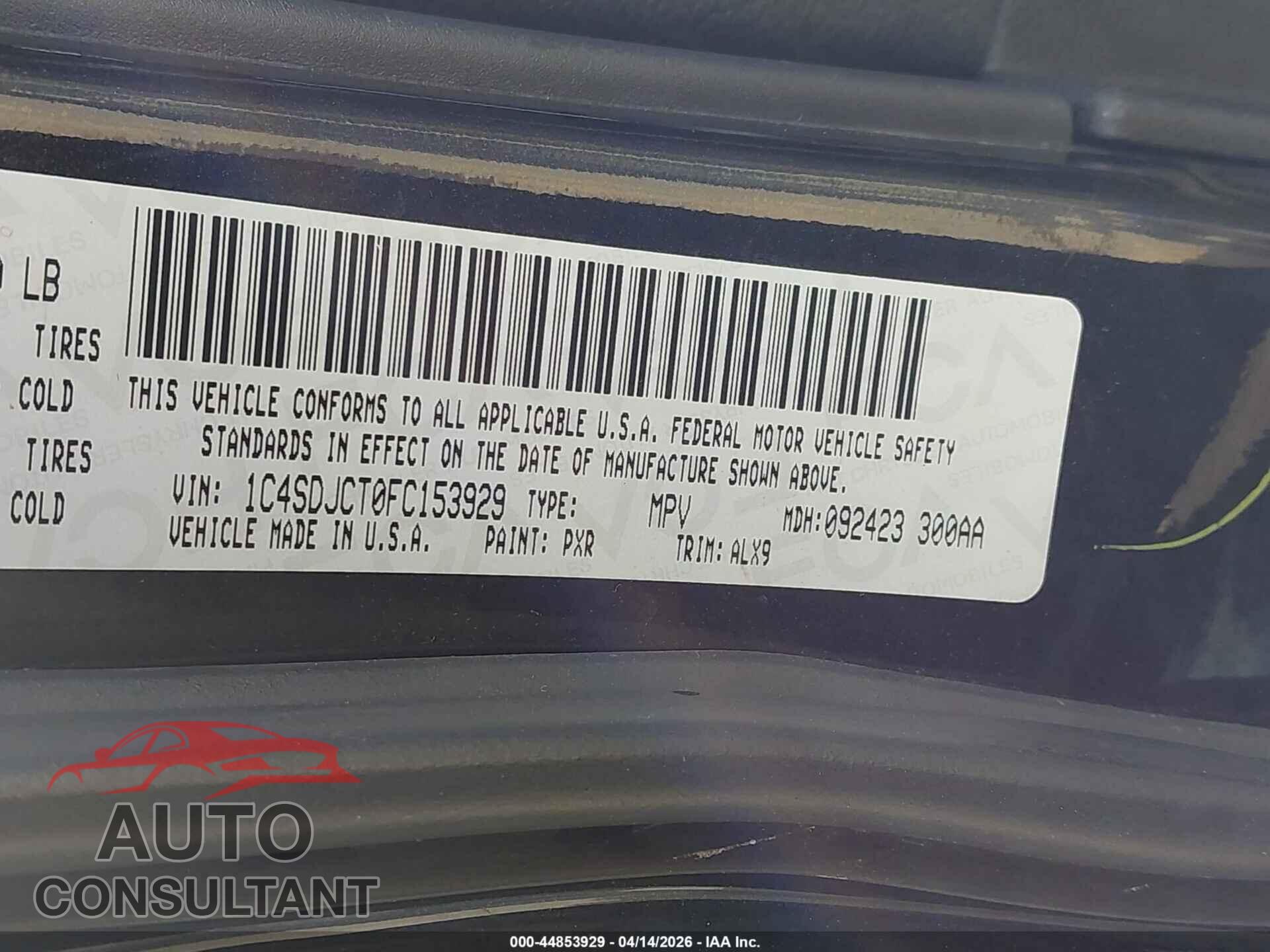 DODGE DURANGO 2015 - 1C4SDJCT0FC153929
